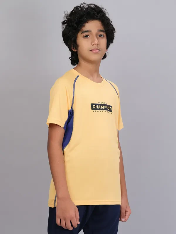 Boys Printed Slim Fit Crew Neck T-shirt with TECHNO COOL+ - Image 3
