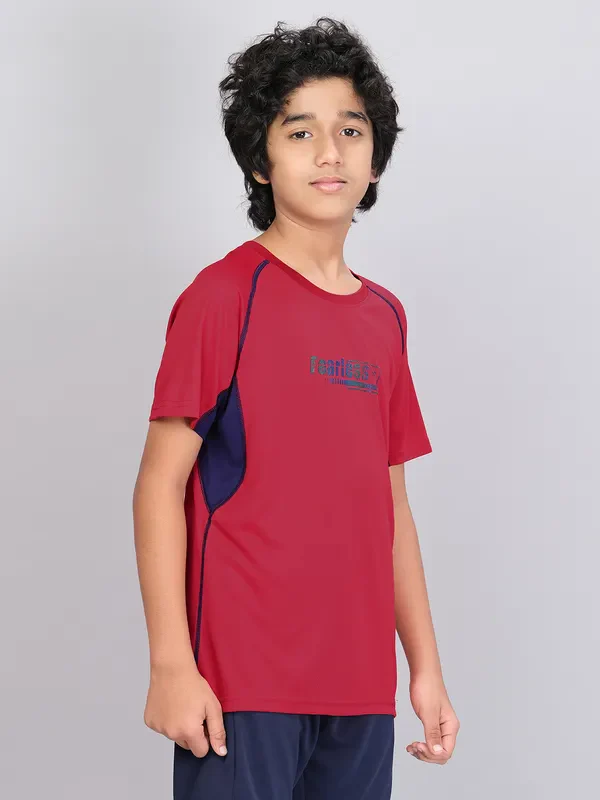 Boys Printed Slim Fit Crew Neck T-shirt with TECHNO COOL+ - Image 3