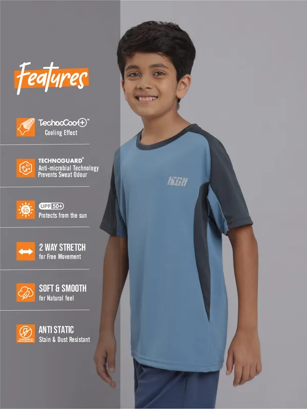 Boys Colorblock Slim Fit Crew Neck T-shirt with TECHNO COOL+ - Image 6