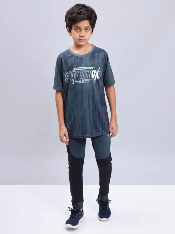 Boys Printed Slim Fit Crew Neck T-shirt with TECHNOLITE - Image 2