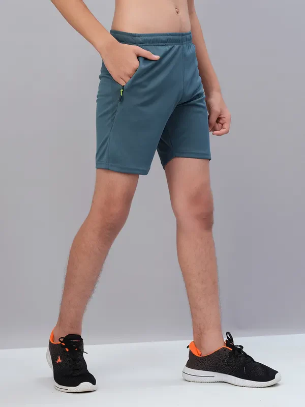 Boys Solid Slim Fit Shorts with TECHNO GUARD - Image 21