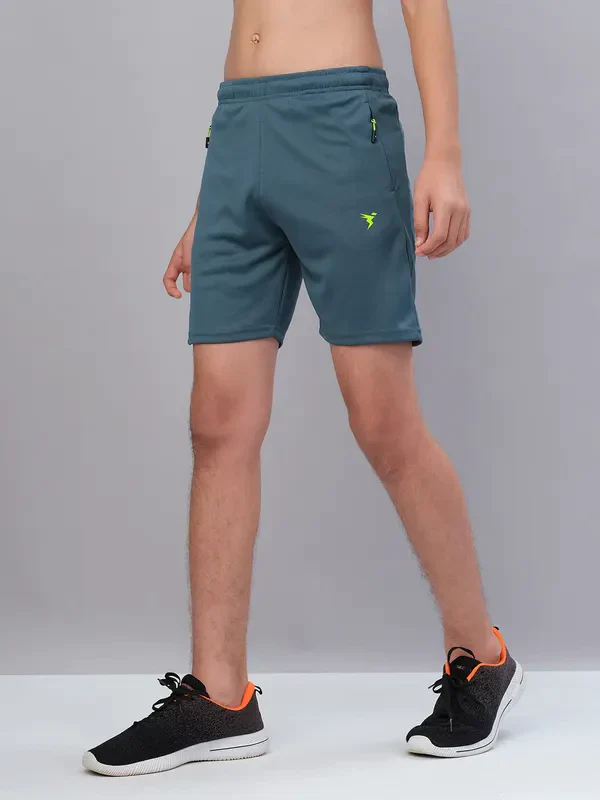 Boys Solid Slim Fit Shorts with TECHNO GUARD - Image 4