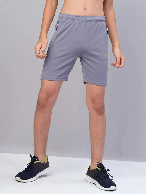 Boys Solid Slim Fit Shorts with TECHNO GUARD - Image 3