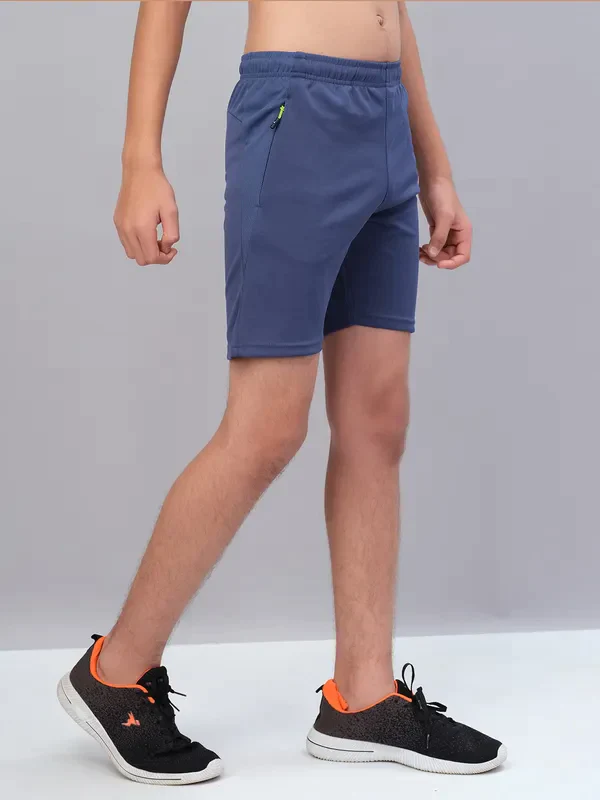 Boys Solid Slim Fit Shorts with TECHNO GUARD - Image 5