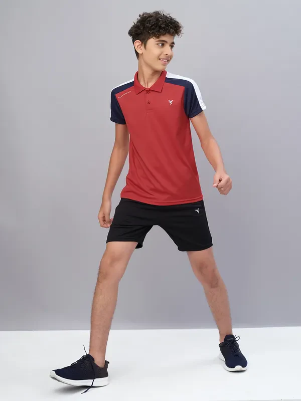 Boys Colorblock Slim Fit Polo T-shirt with TECHNO COOL - Image 3