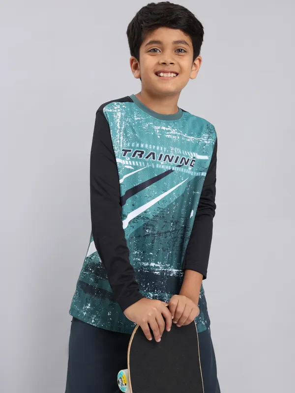 Boys Printed Slim Fit Crew Neck T-shirt with TECHNO COOL+ - Image 2