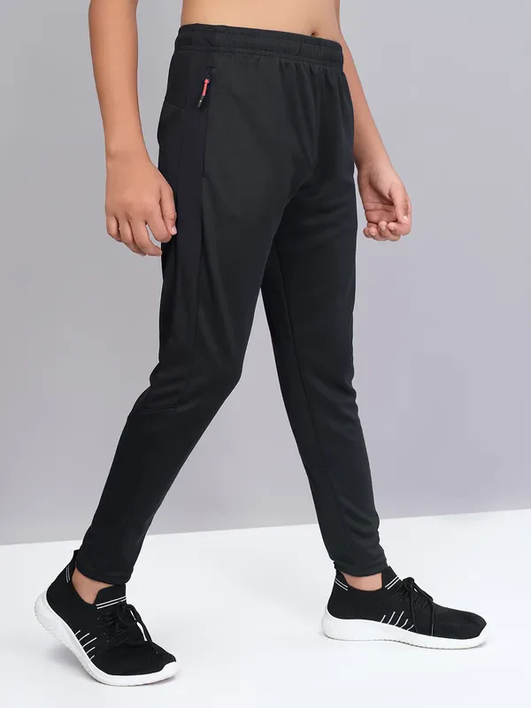 Boys Solid Slim Fit Trackpants with TECHNO GUARD - Image 3