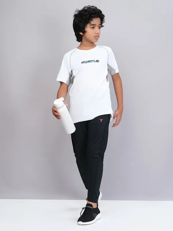 Boys Solid Slim Fit Trackpants with TECHNO GUARD - Image 4