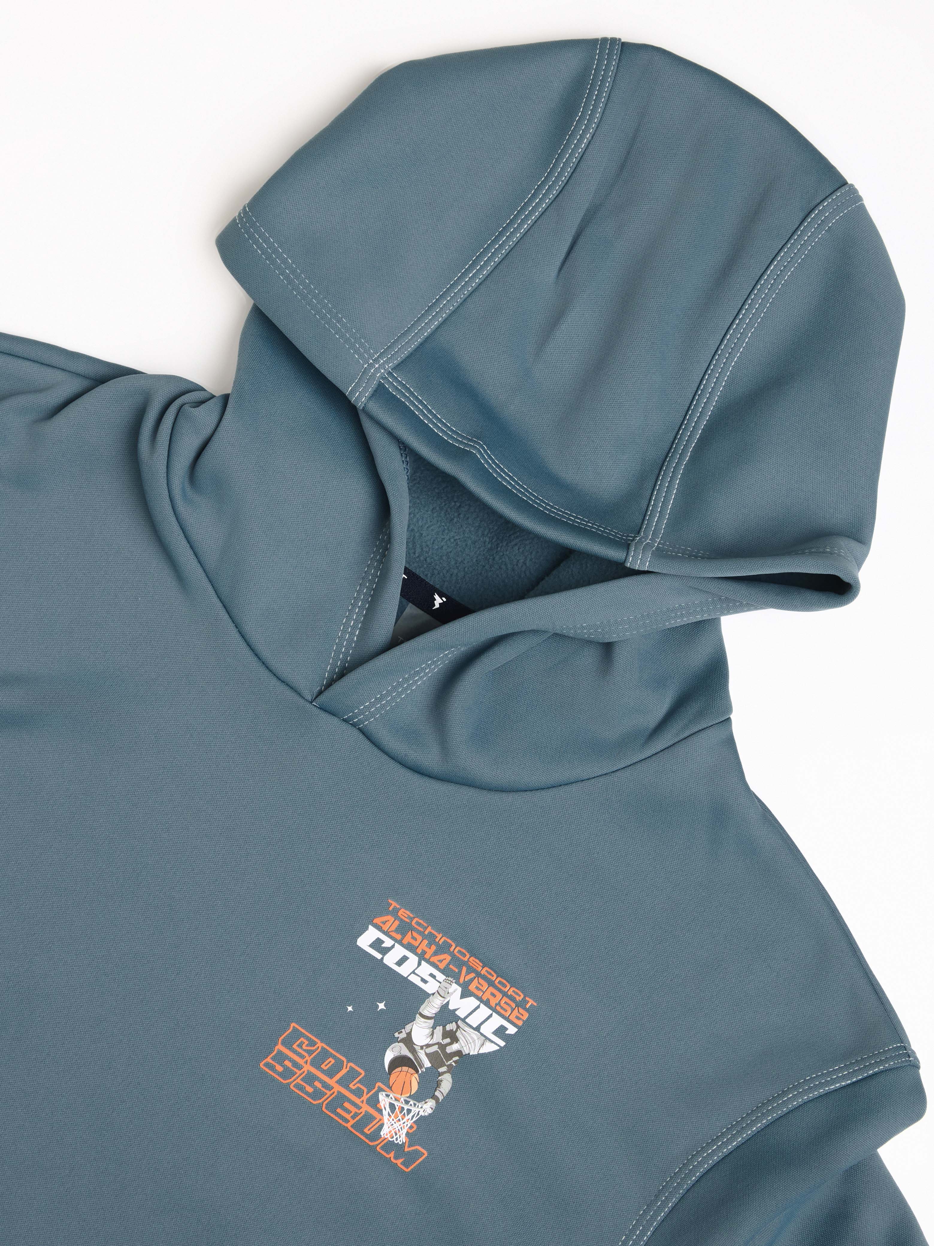 Boys Back Printed Slim Fit Hooded Sports Sweatshirt with TECHNO WARM+ - Image 6