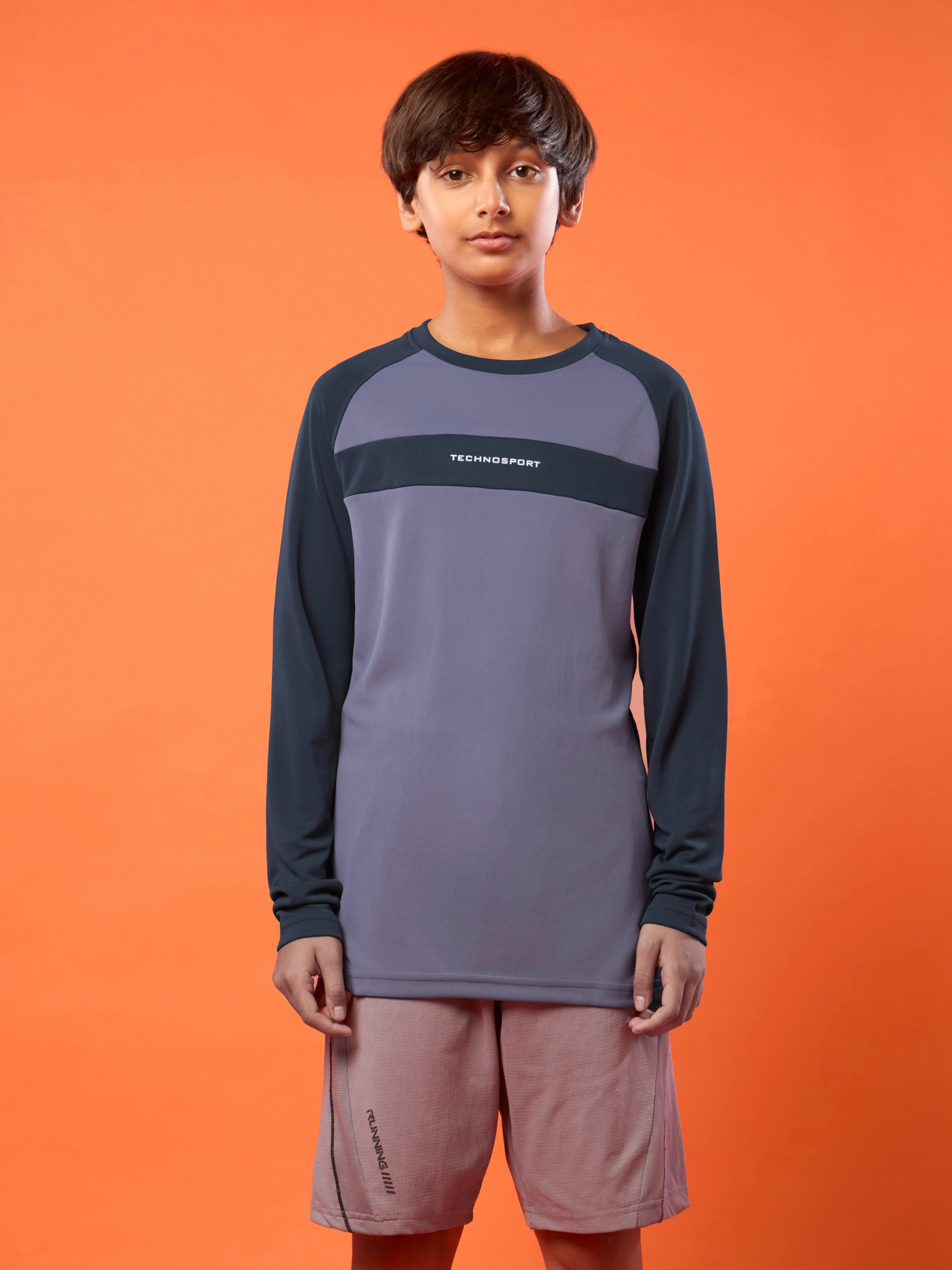 Boys Colorblock Slim Fit Crew Neck T-shirt with TECHNO COOL+
