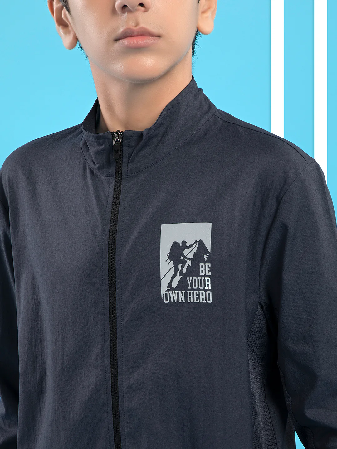 Boys Colorblock Slim Fit Mock Neck Sports Jacket with TS FLEXI - Image 5