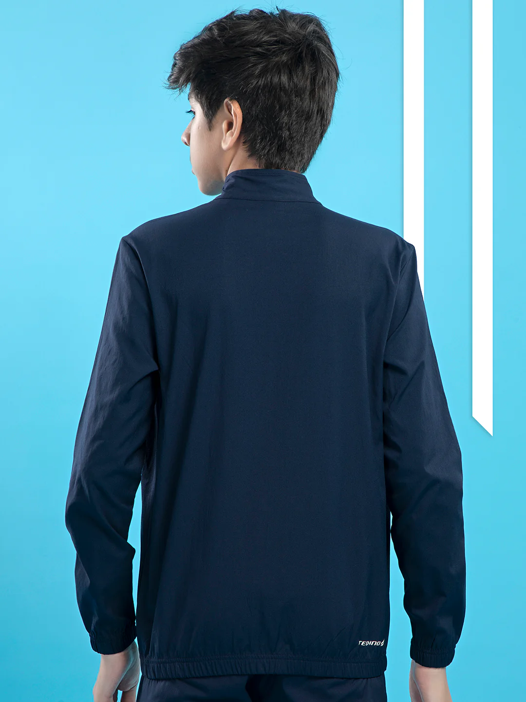 Boys Colorblock Slim Fit Mock Neck Sports Jacket with TS FLEXI - Image 2