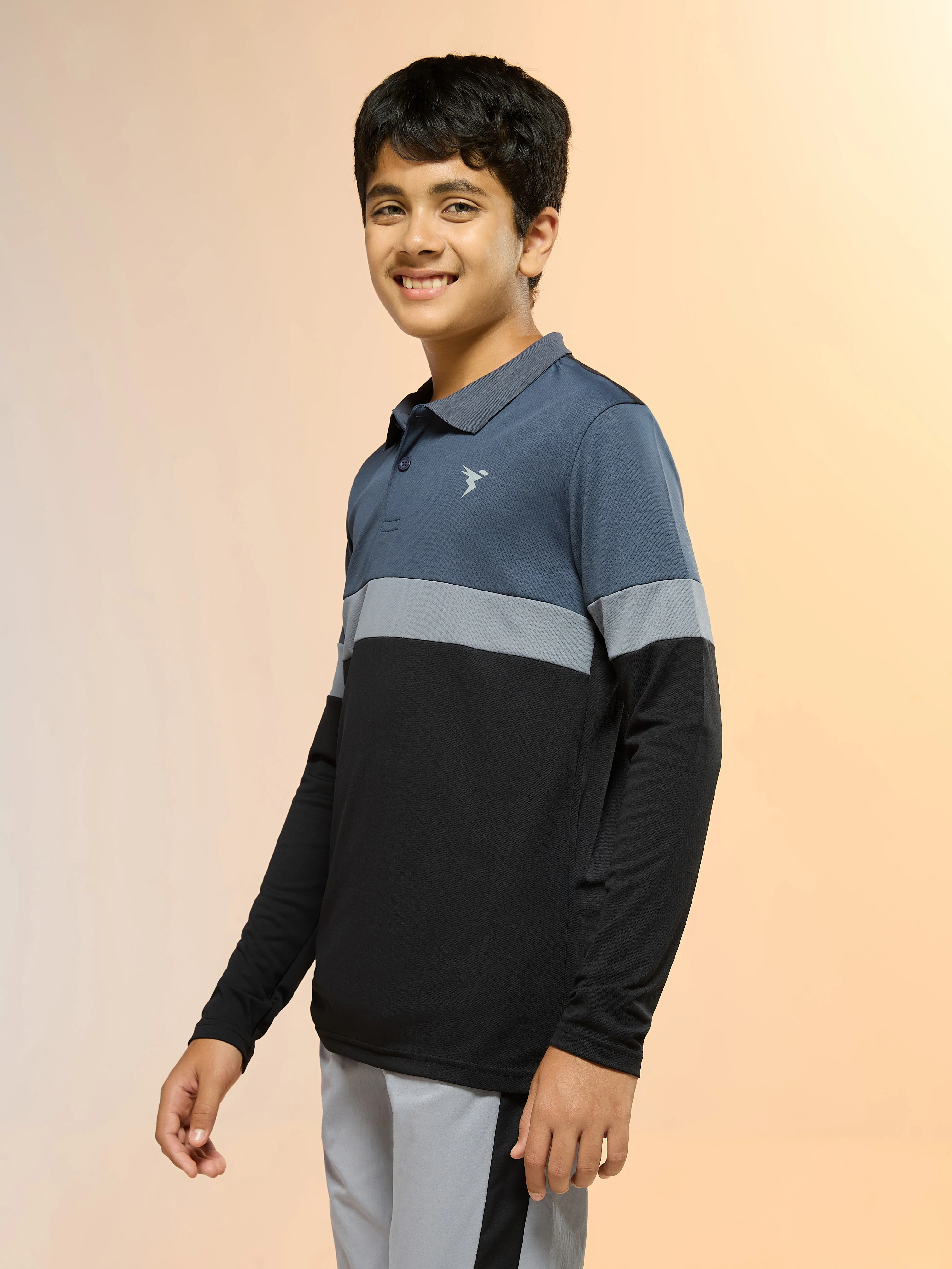 Boys Colorblock Slim Fit Polo Sports T-shirt with TECHNO DRY - Image 4