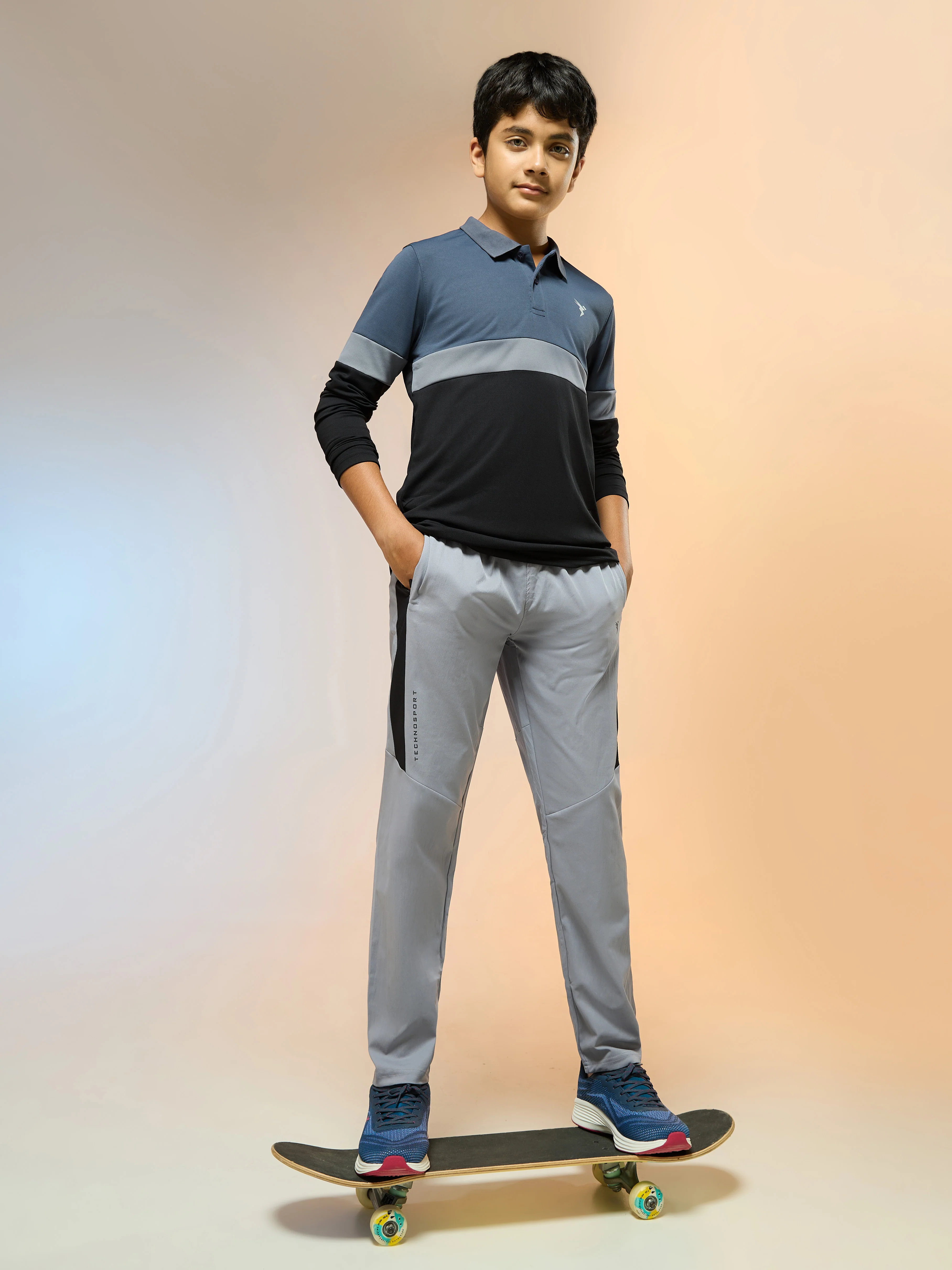 Boys Colorblock Slim Fit Polo Sports T-shirt with TECHNO DRY - Image 5