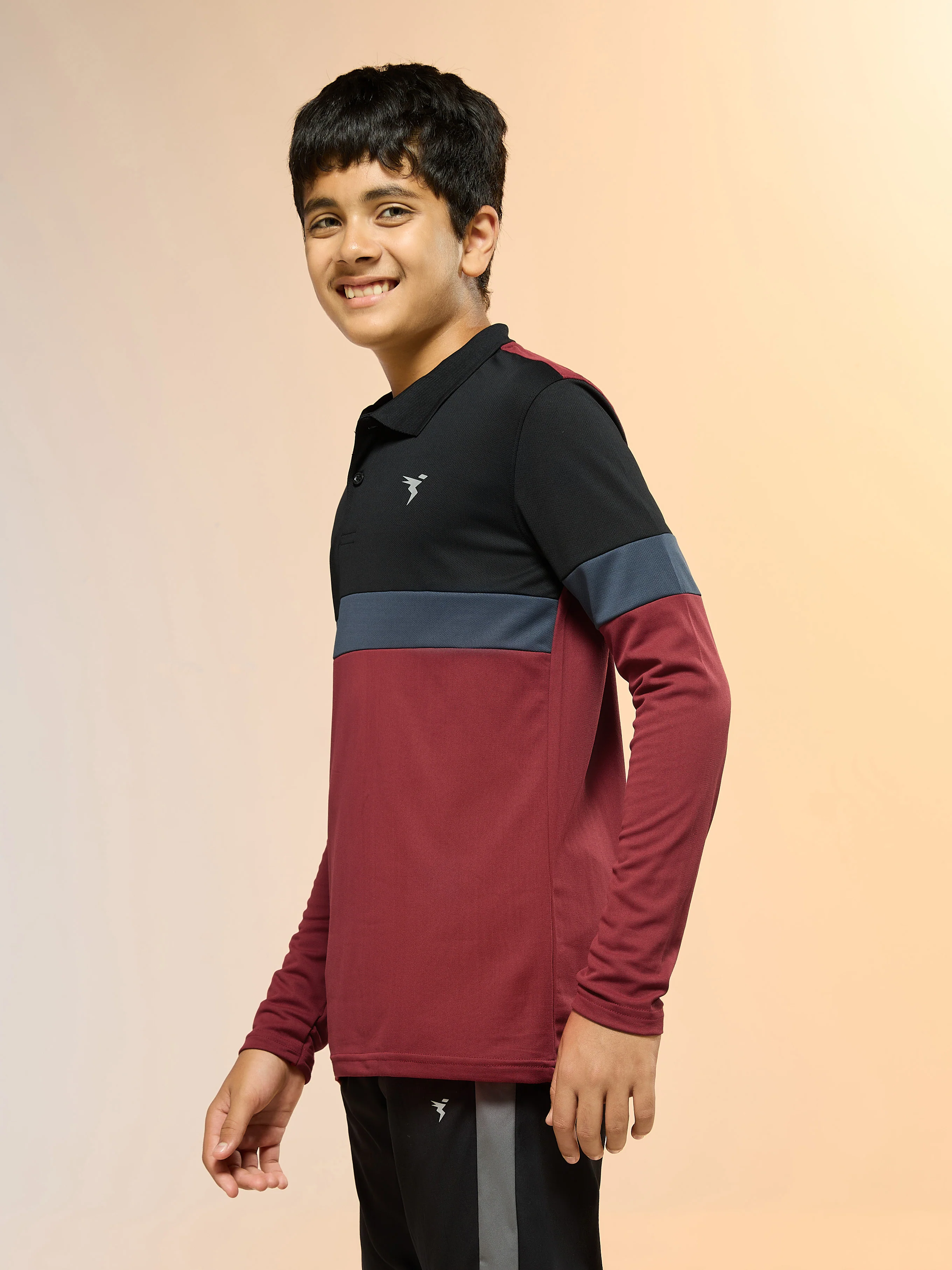 Boys Colorblock Slim Fit Polo Sports T-shirt with TECHNO DRY - Image 4