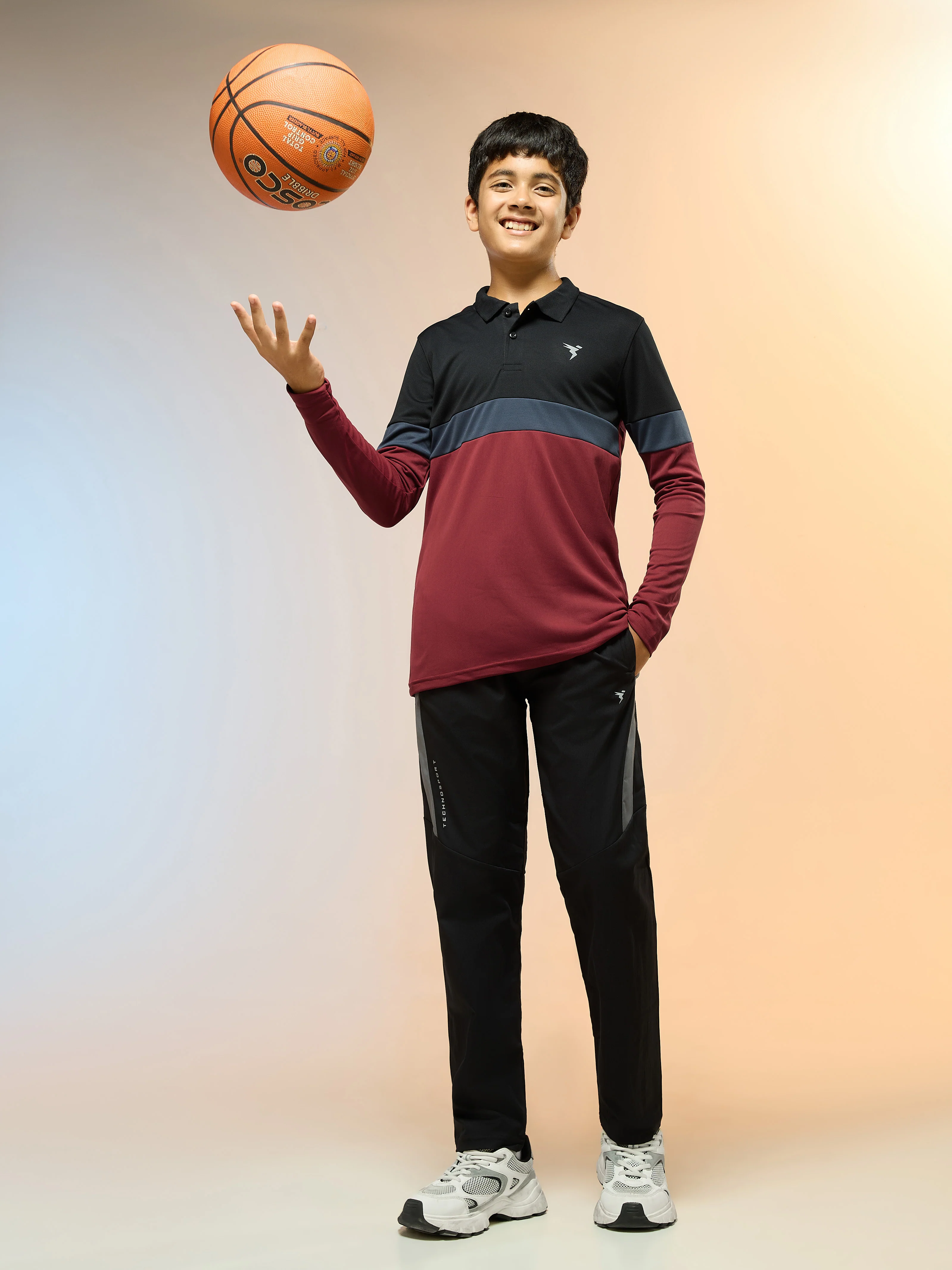 Boys Colorblock Slim Fit Polo Sports T-shirt with TECHNO DRY - Image 5