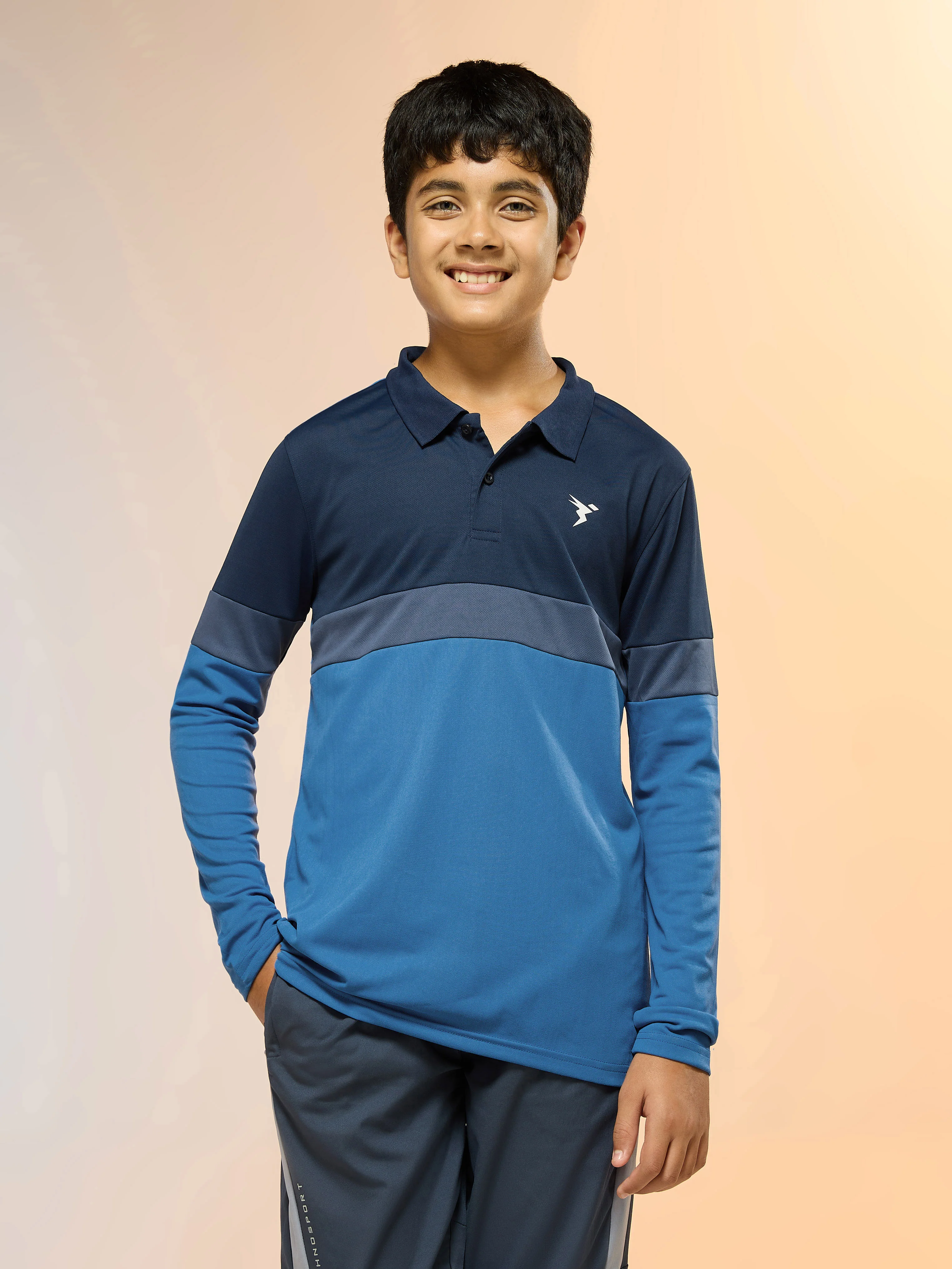 Boys Colorblock Slim Fit Polo Sports T-shirt with TECHNO DRY - Image 2