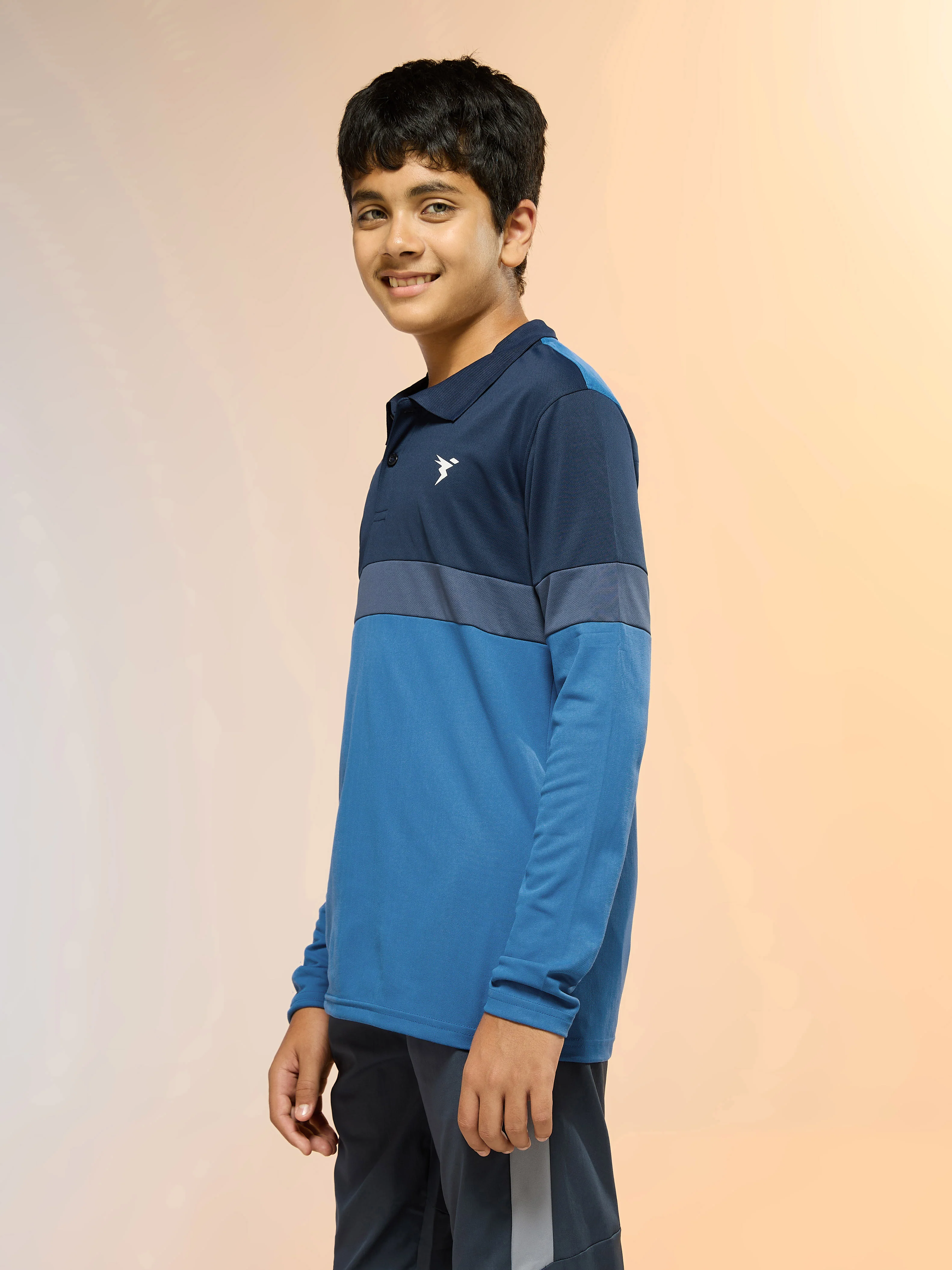 Boys Colorblock Slim Fit Polo Sports T-shirt with TECHNO DRY - Image 4