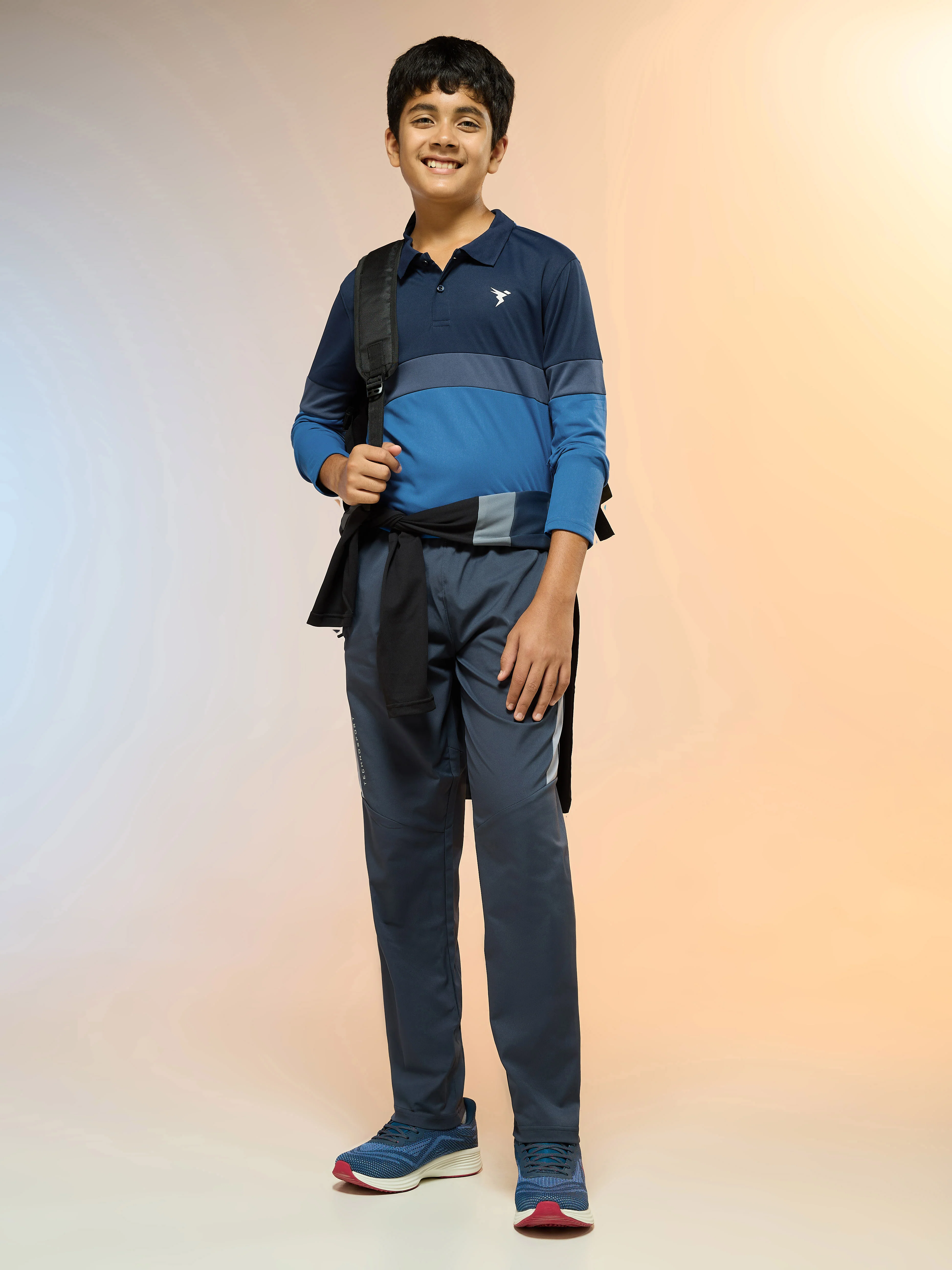 Boys Colorblock Slim Fit Polo Sports T-shirt with TECHNO DRY - Image 5