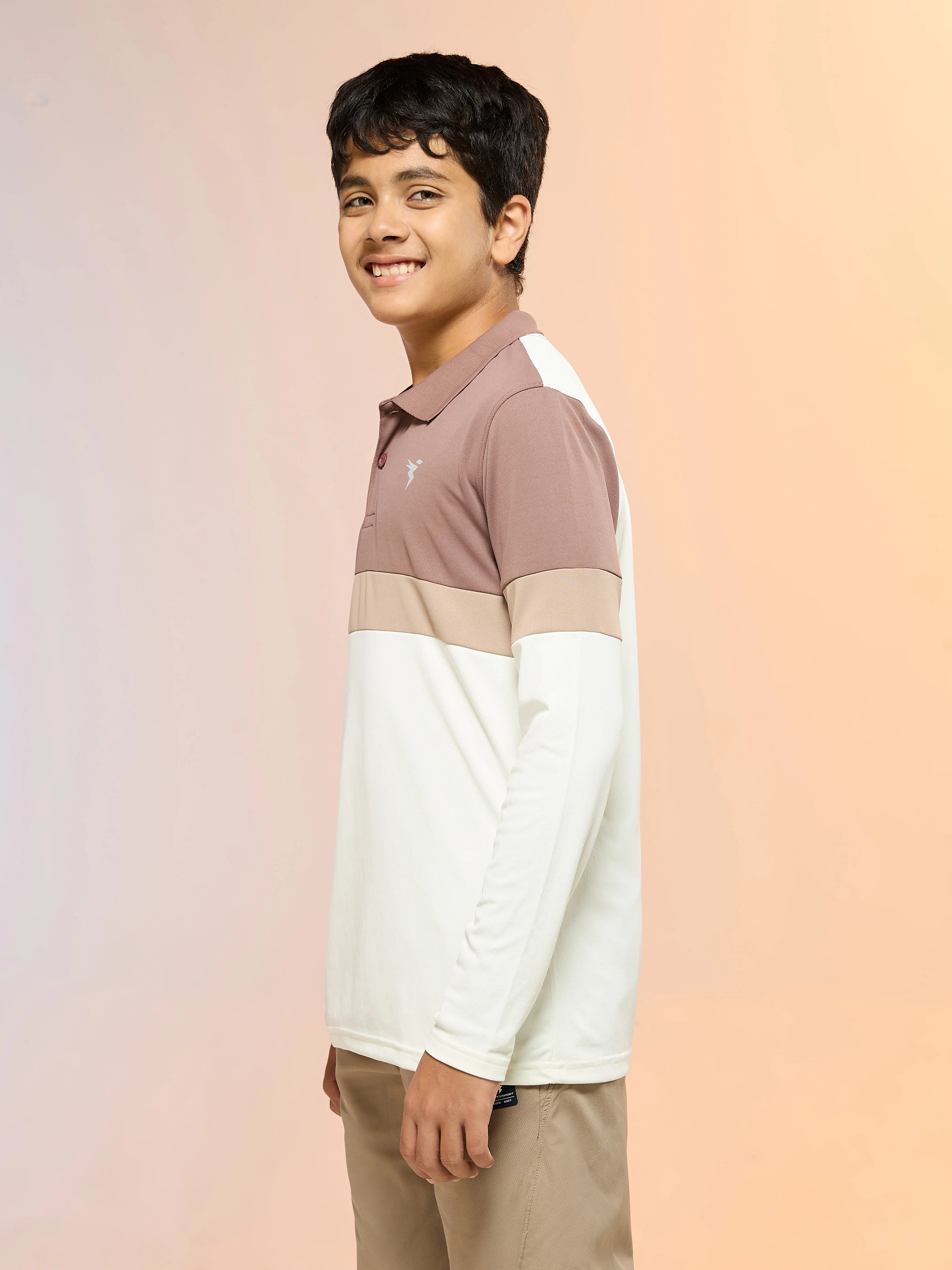 Boys Colorblock Slim Fit Polo Sports T-shirt with TECHNO DRY - Image 4