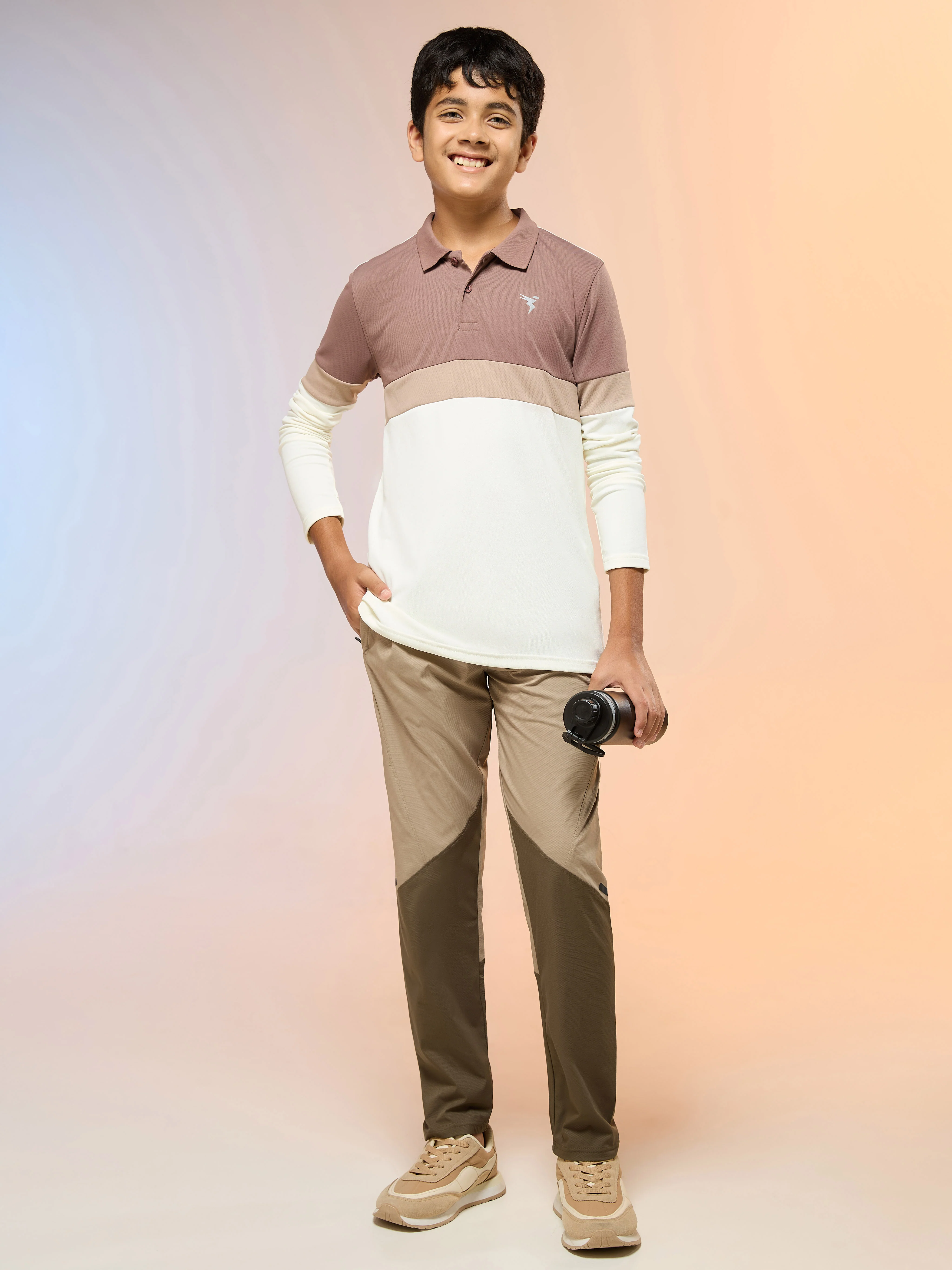 Boys Colorblock Slim Fit Polo Sports T-shirt with TECHNO DRY - Image 5