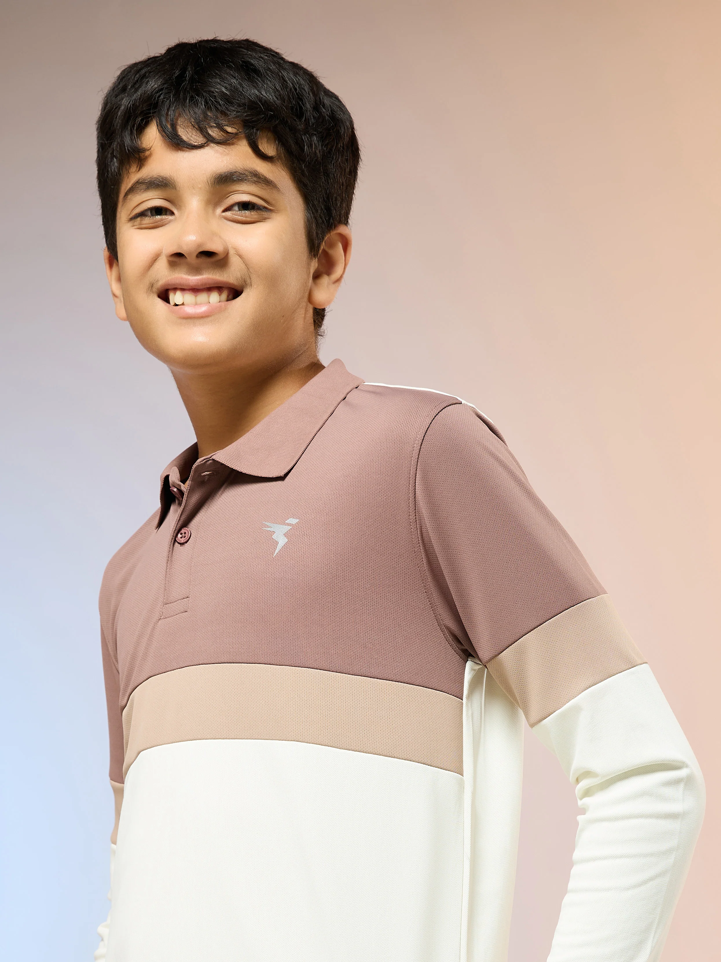 Boys Colorblock Slim Fit Polo Sports T-shirt with TECHNO DRY - Image 6