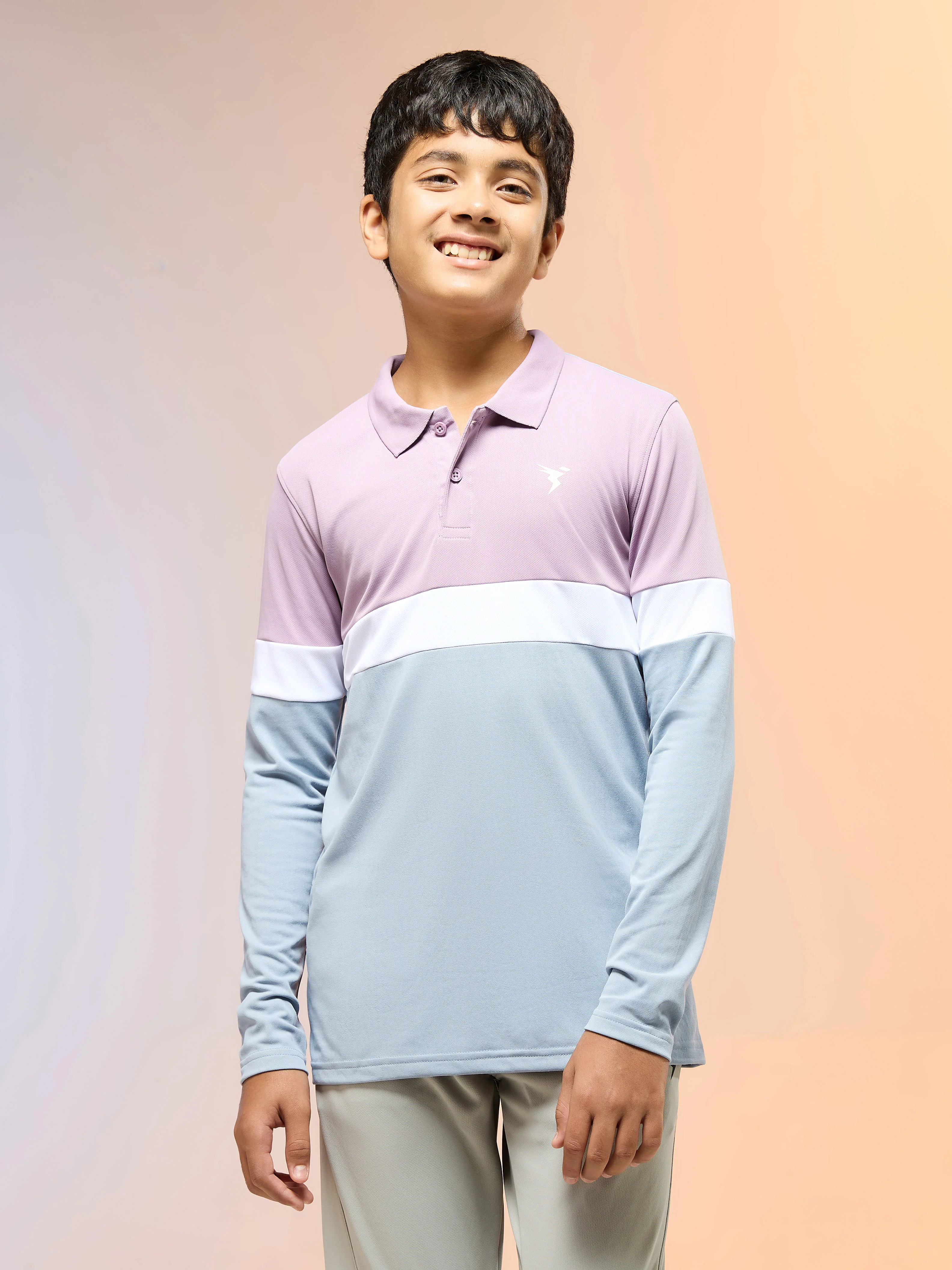 Boys Colorblock Slim Fit Polo Sports T-shirt with TECHNO DRY - Image 2