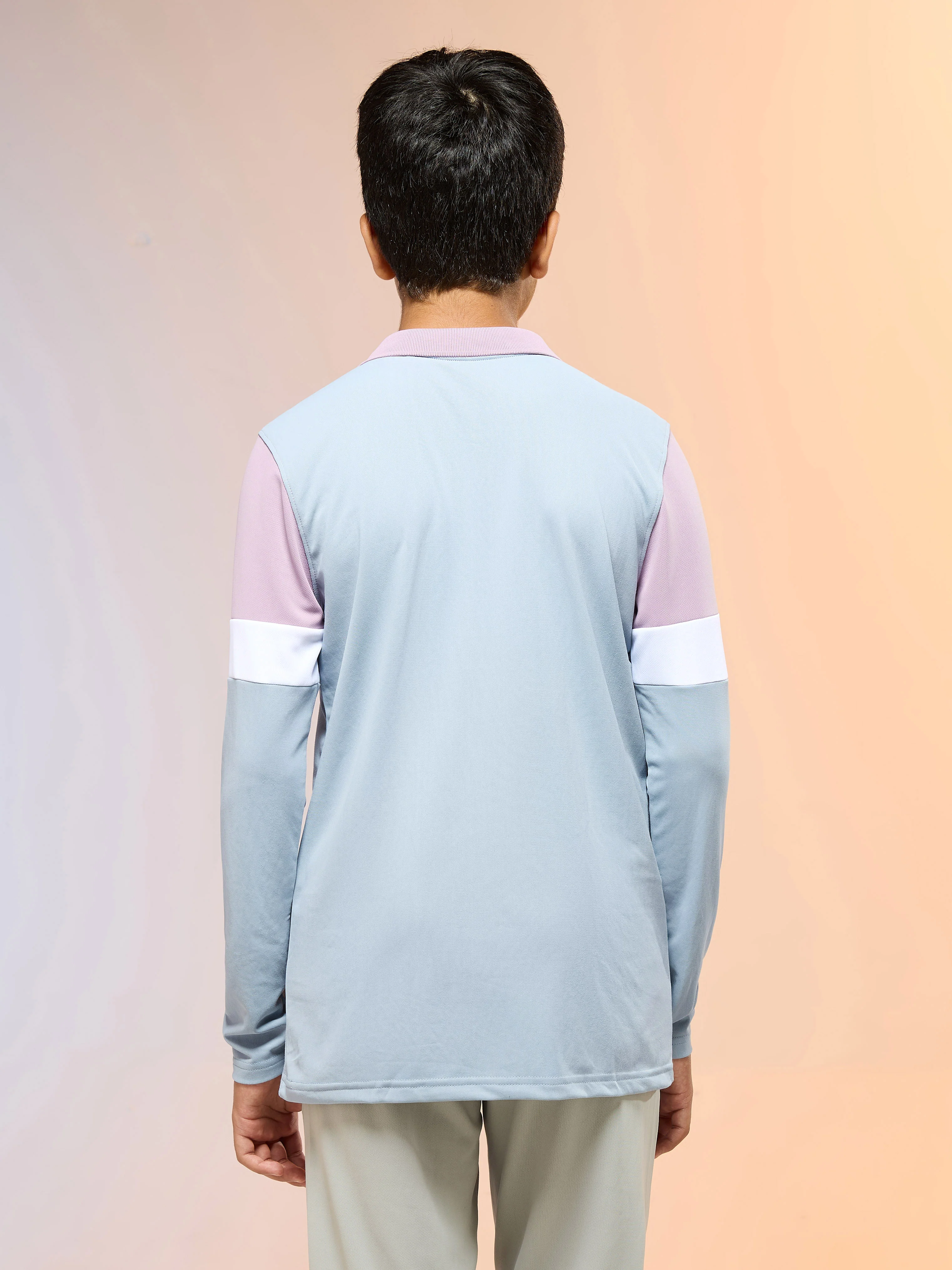 Boys Colorblock Slim Fit Polo Sports T-shirt with TECHNO DRY - Image 3