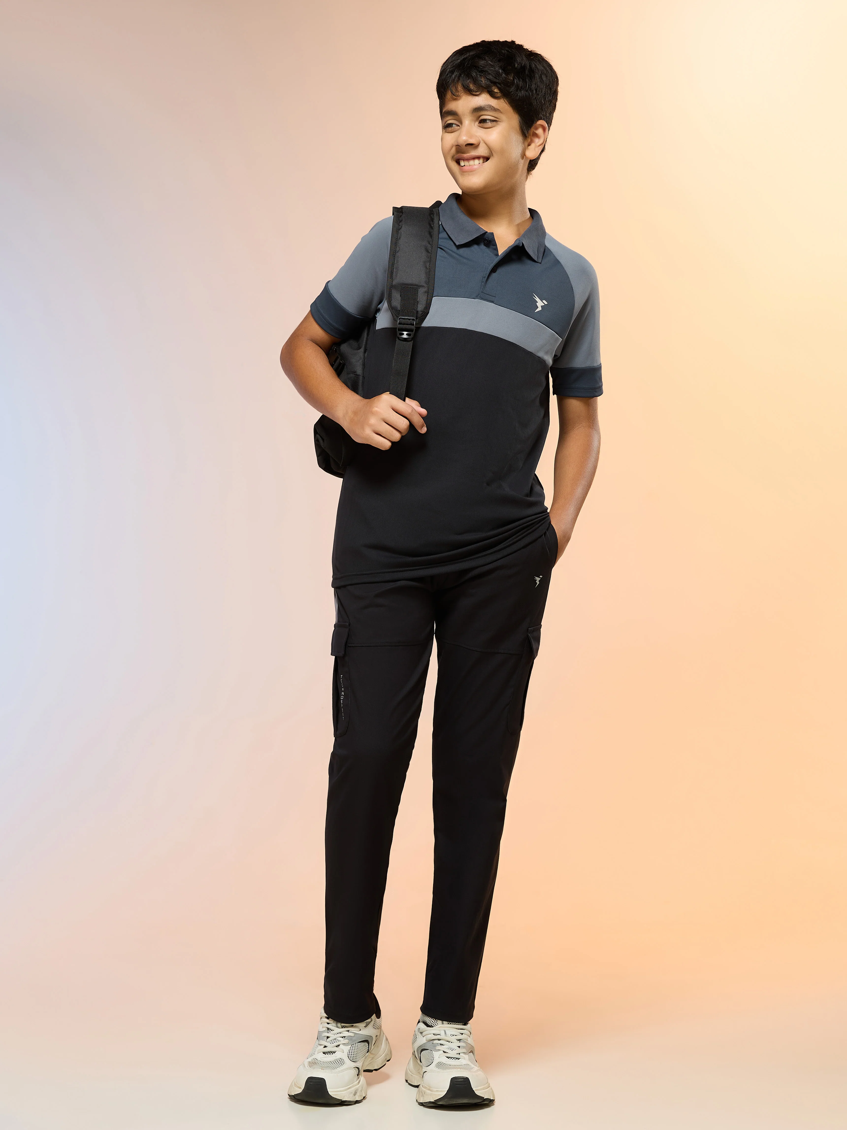 Boys Colorblock Slim Fit Polo Sports T-shirt with TECHNO DRY - Image 5