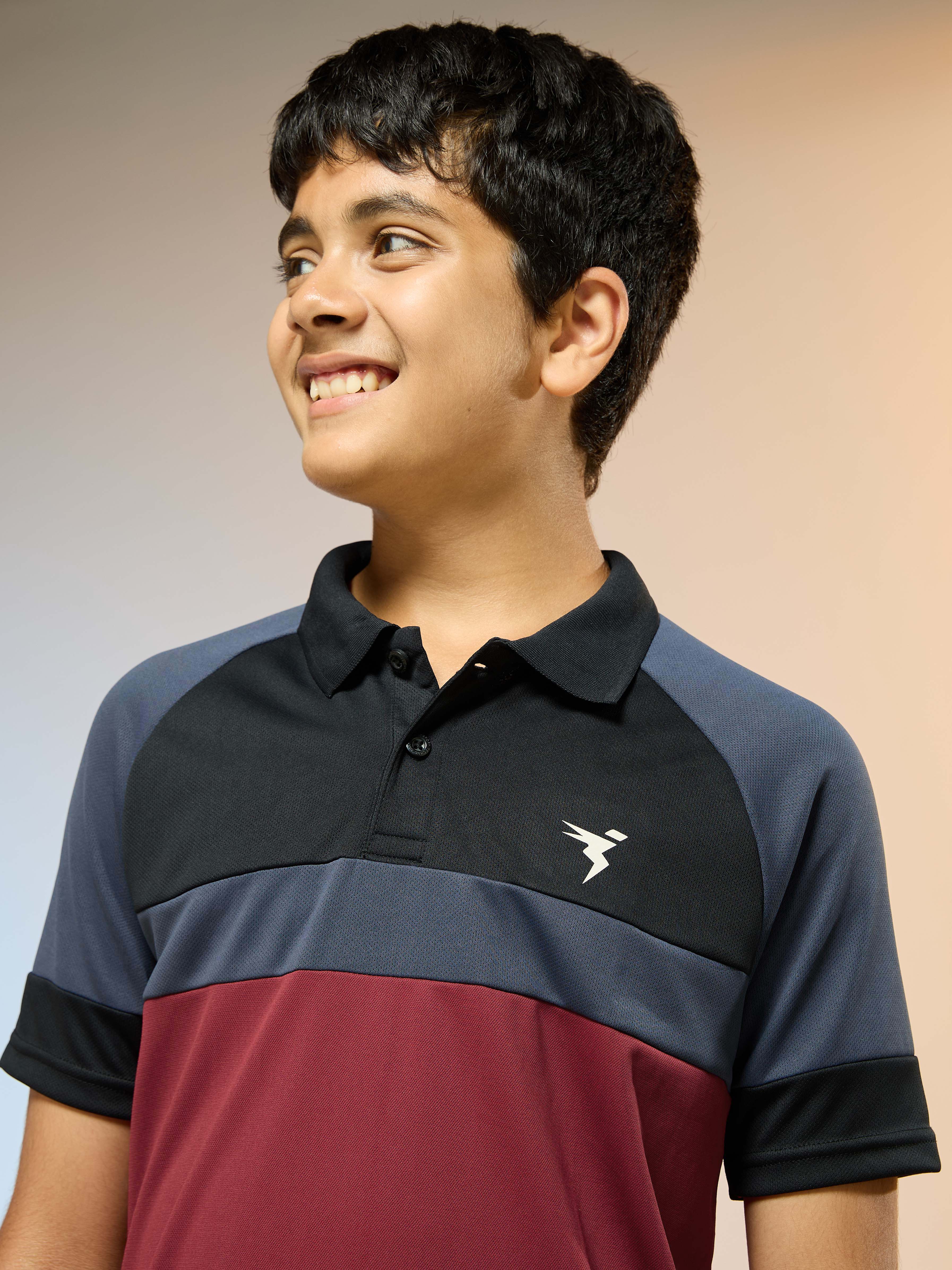 Boys Colorblock Slim Fit Polo Sports T-shirt with TECHNO DRY - Image 6