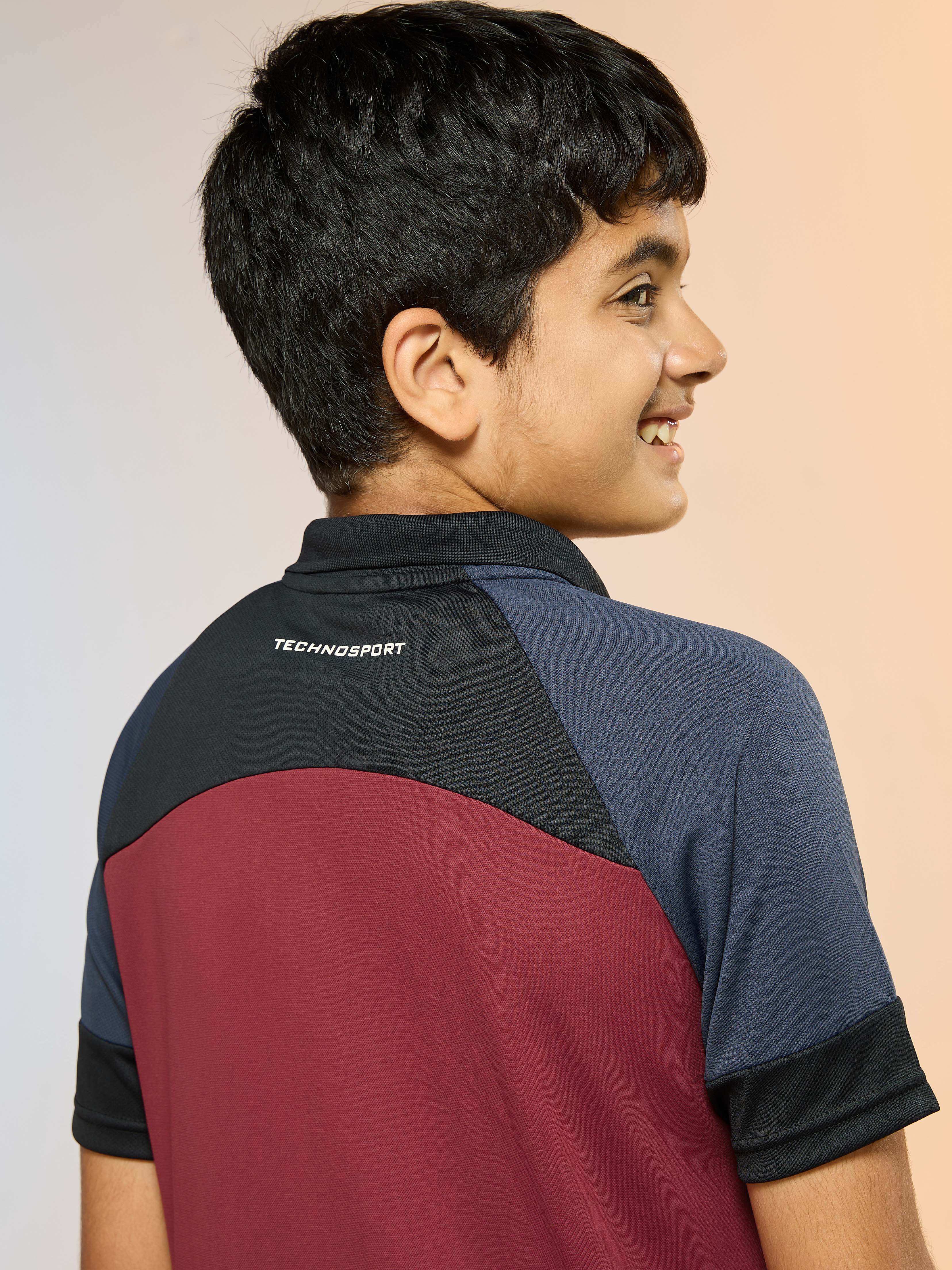 Boys Colorblock Slim Fit Polo Sports T-shirt with TECHNO DRY - Image 7
