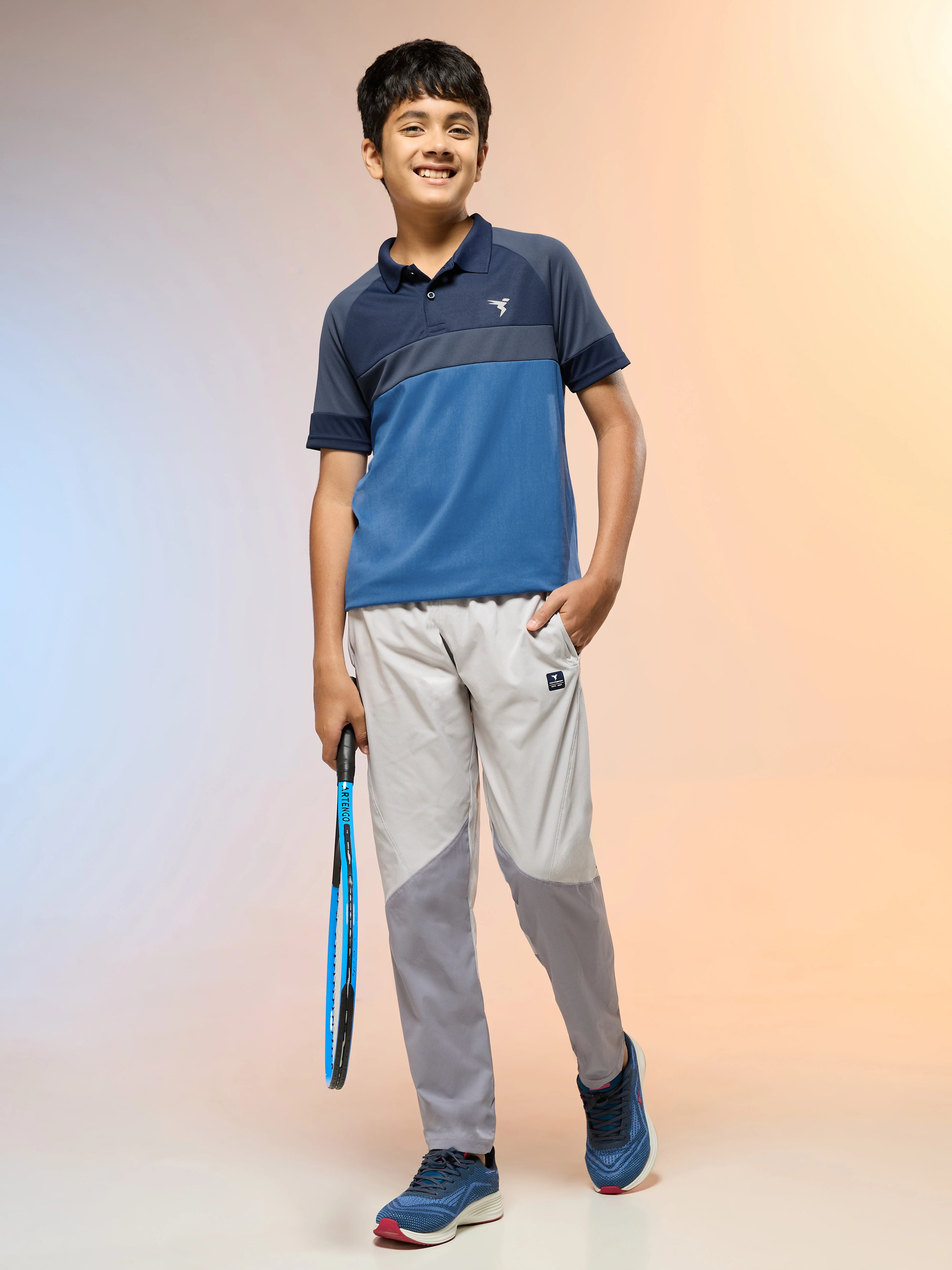 Boys Colorblock Slim Fit Polo Sports T-shirt with TECHNO DRY - Image 5