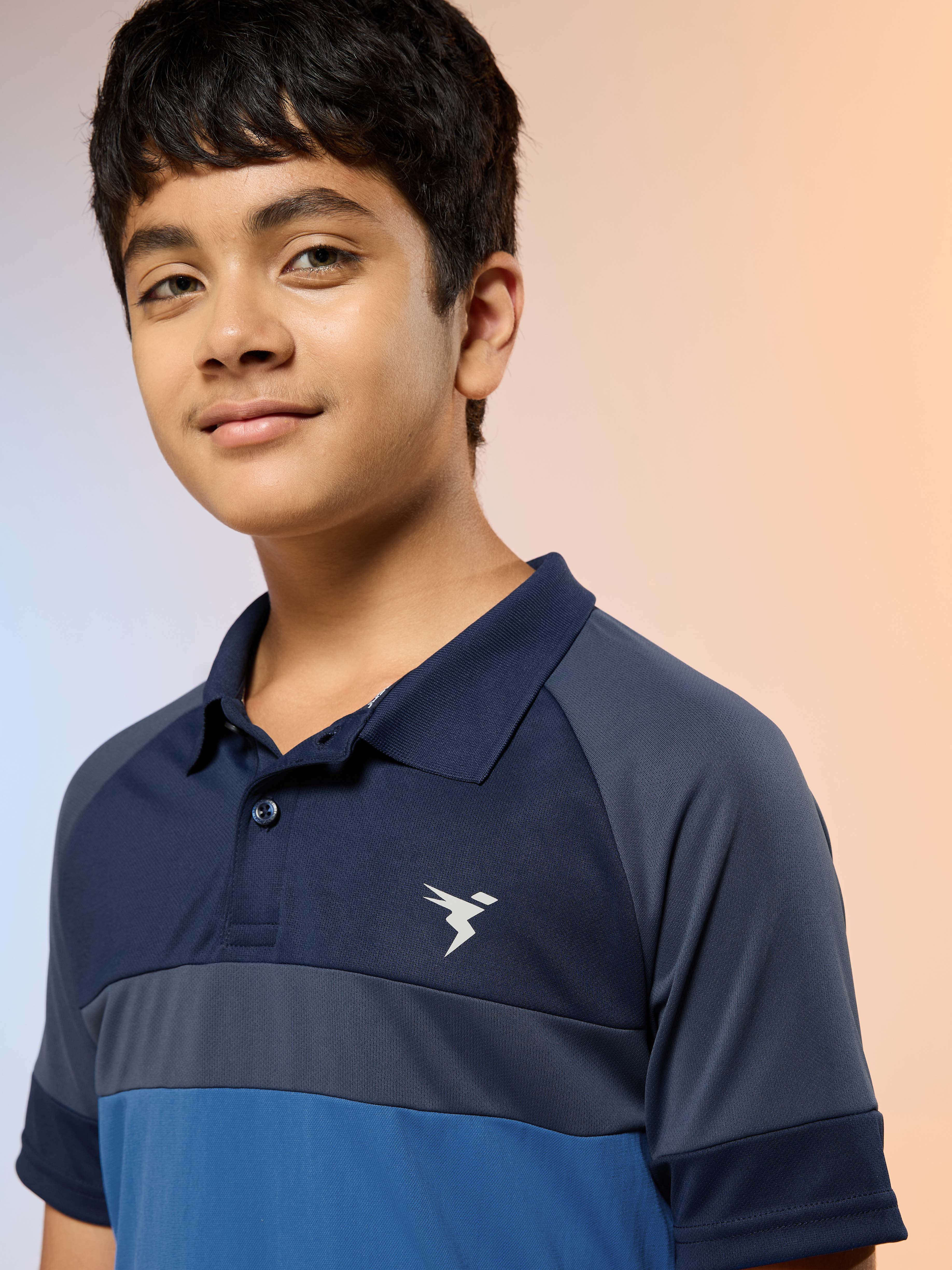 Boys Colorblock Slim Fit Polo Sports T-shirt with TECHNO DRY - Image 6