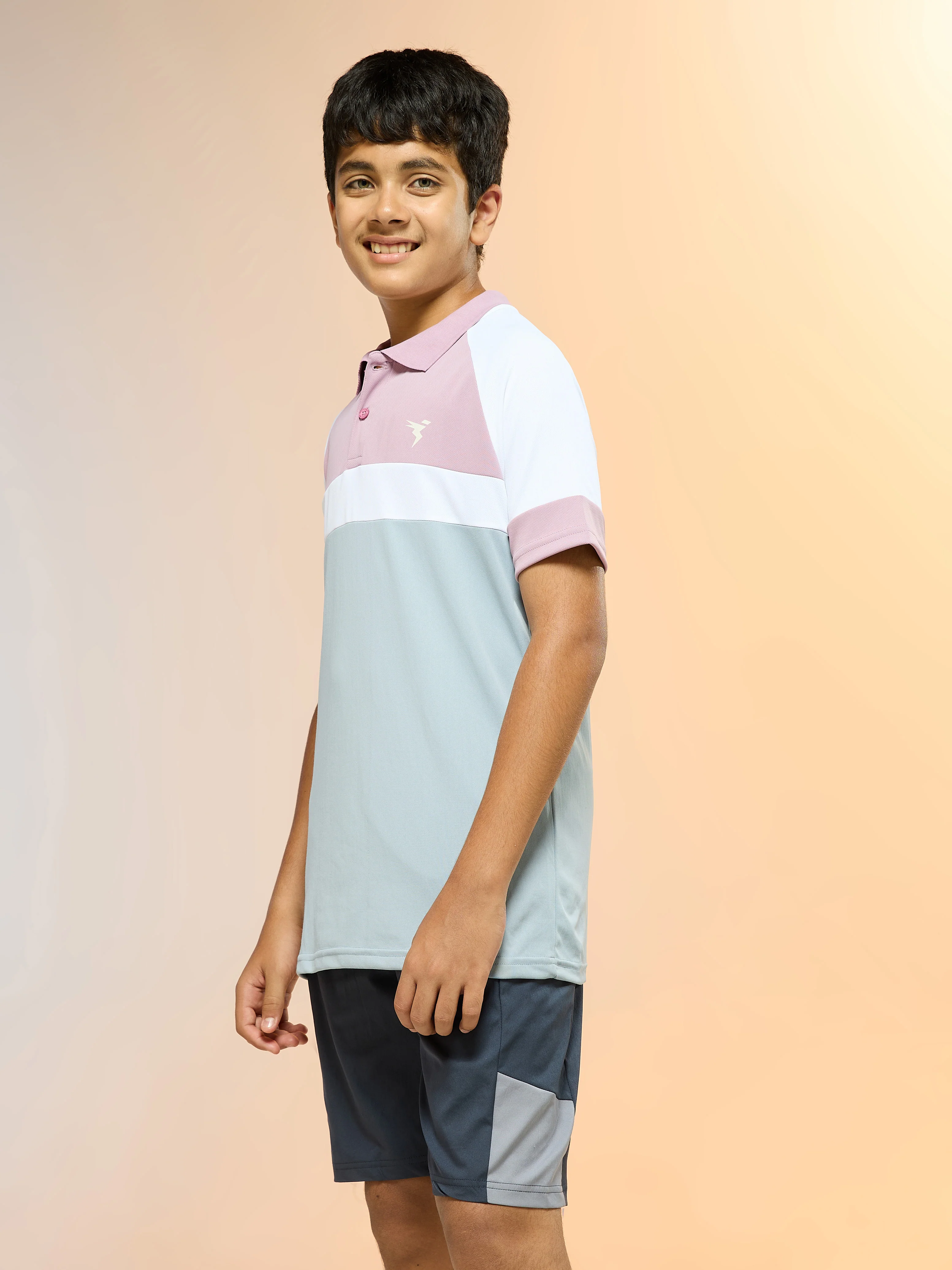 Boys Colorblock Slim Fit Polo Sports T-shirt with TECHNO DRY - Image 4