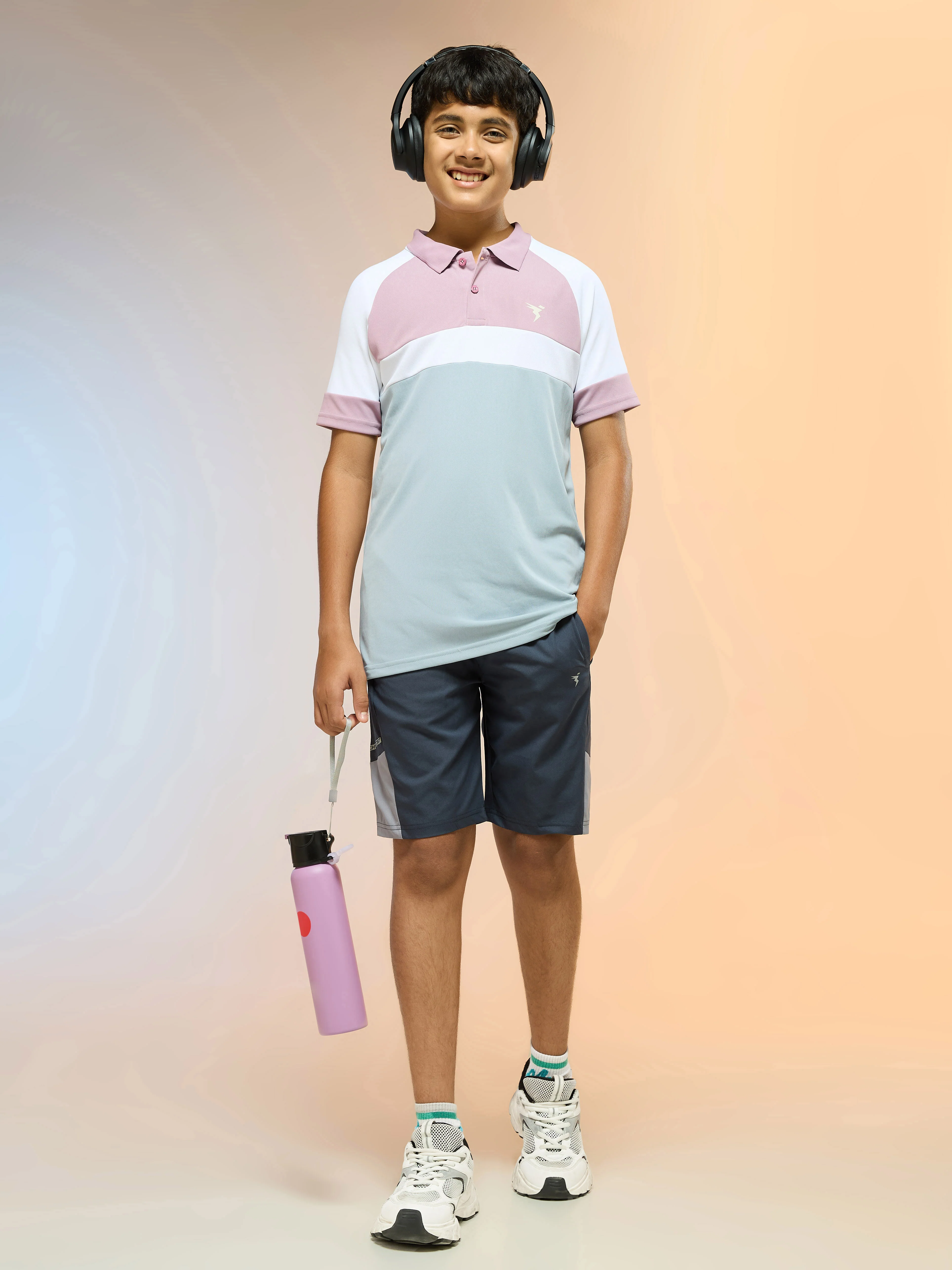 Boys Colorblock Slim Fit Polo Sports T-shirt with TECHNO DRY - Image 5