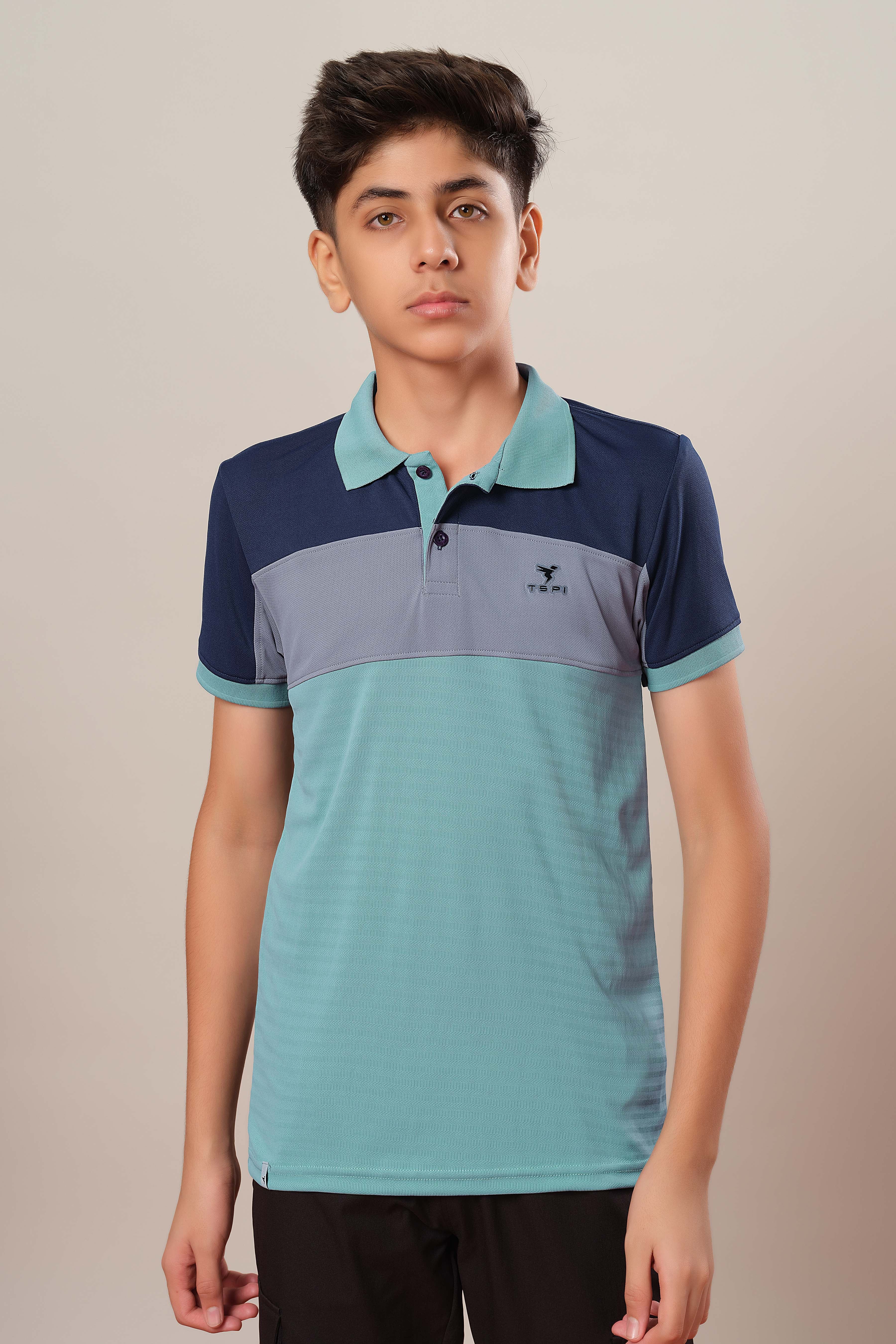 Boys Colorblock Slim Fit Polo Sports T-shirt with TECHNOCOOL+
