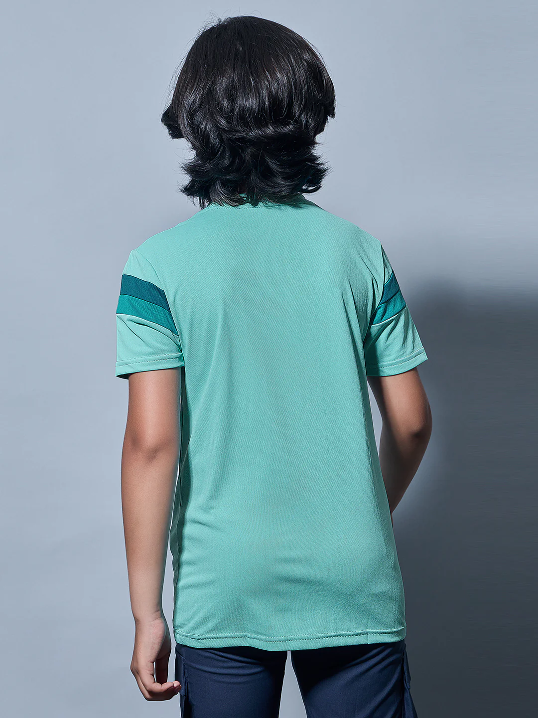 Boys Colorblock Slim Fit Round Neck Sports T-shirt with TECHNO DRY - Image 3