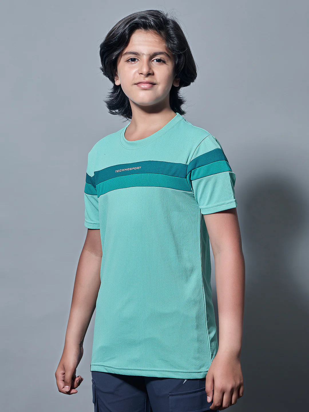 Boys Colorblock Slim Fit Round Neck Sports T-shirt with TECHNO DRY - Image 4