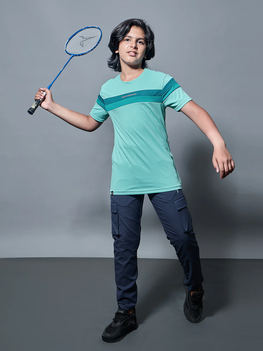 Boys Colorblock Slim Fit Round Neck Sports T-shirt with TECHNO DRY - Image 5