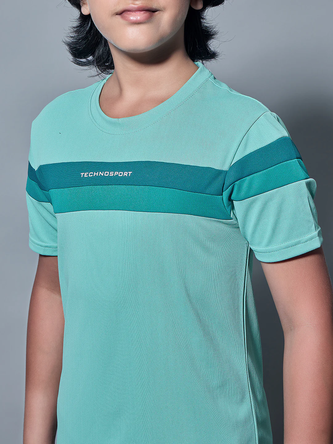Boys Colorblock Slim Fit Round Neck Sports T-shirt with TECHNO DRY - Image 6