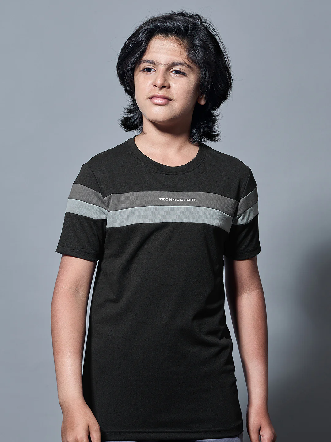 Boys Colorblock Slim Fit Round Neck Sports T-shirt with TECHNO DRY - Image 2
