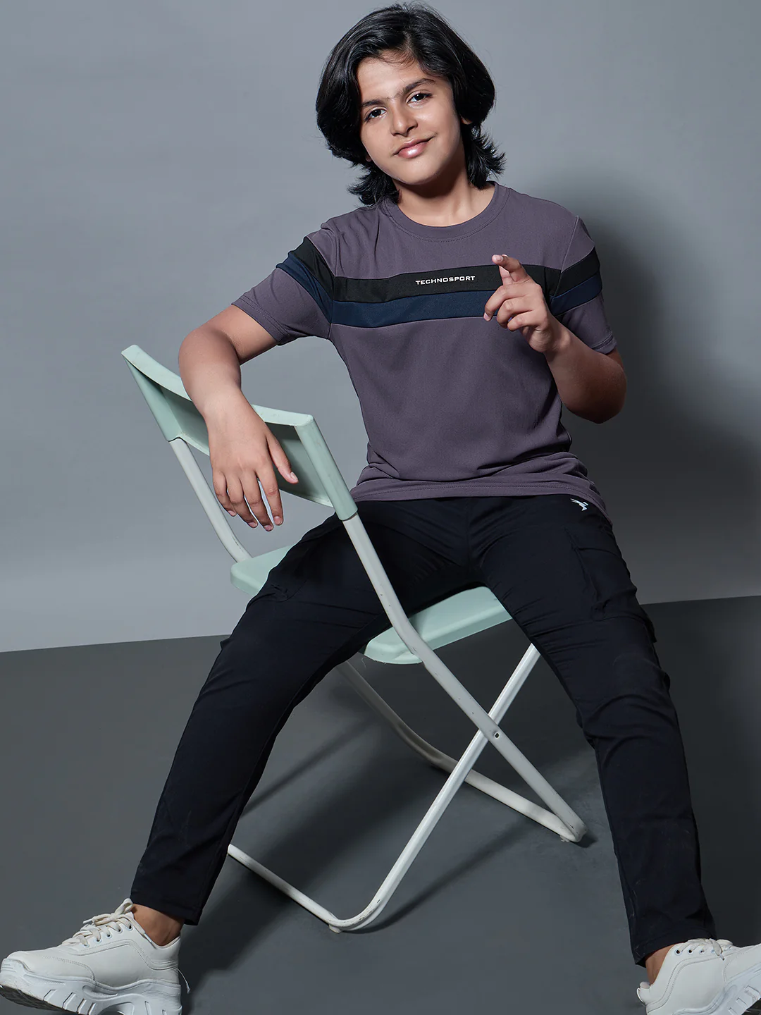 Boys Colorblock Slim Fit Round Neck Sports T-shirt with TECHNO DRY - Image 5
