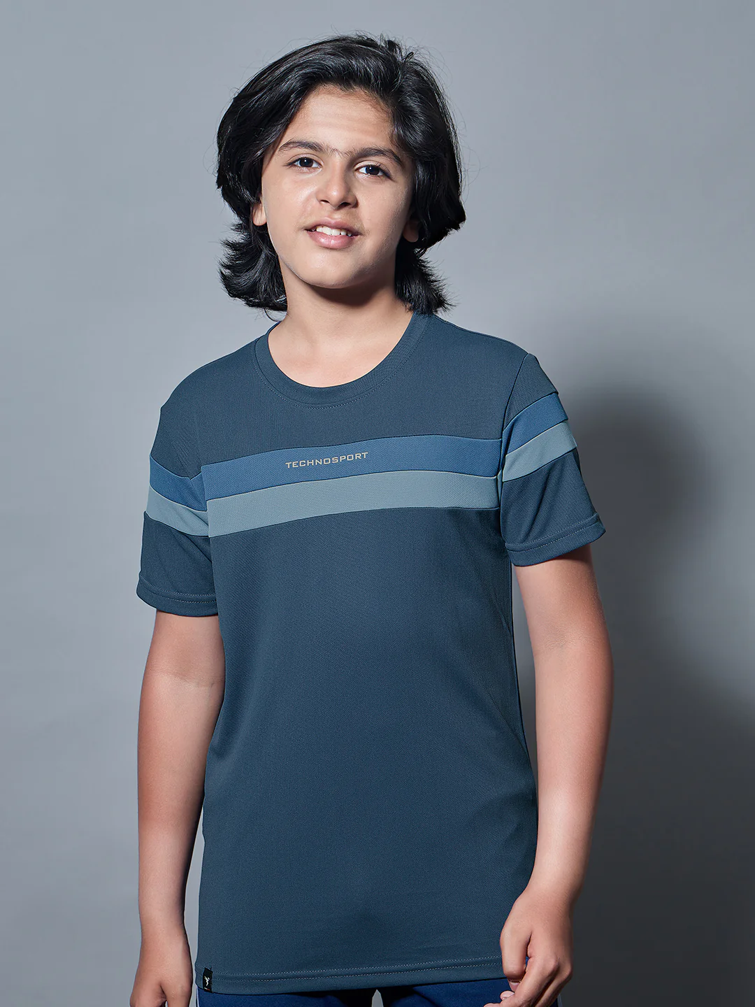Boys Colorblock Slim Fit Round Neck Sports T-shirt with TECHNO DRY - Image 2