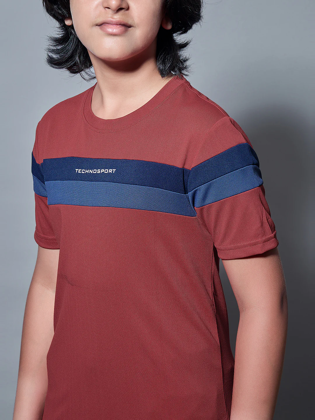 Boys Colorblock Slim Fit Round Neck Sports T-shirt with TECHNO DRY - Image 6