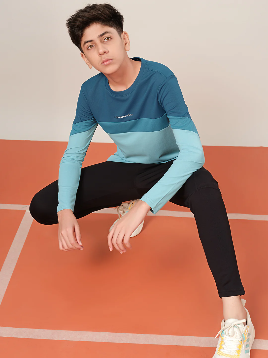 Boys Colorblock Slim Fit Round Neck Sports T-shirt with TECHNO DRY - Image 5