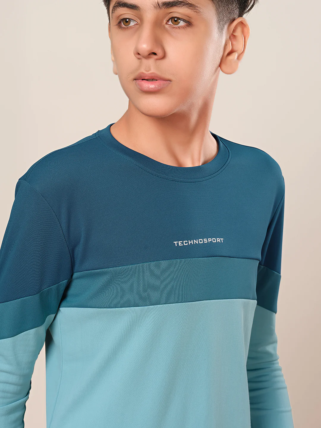 Boys Colorblock Slim Fit Round Neck Sports T-shirt with TECHNO DRY - Image 6