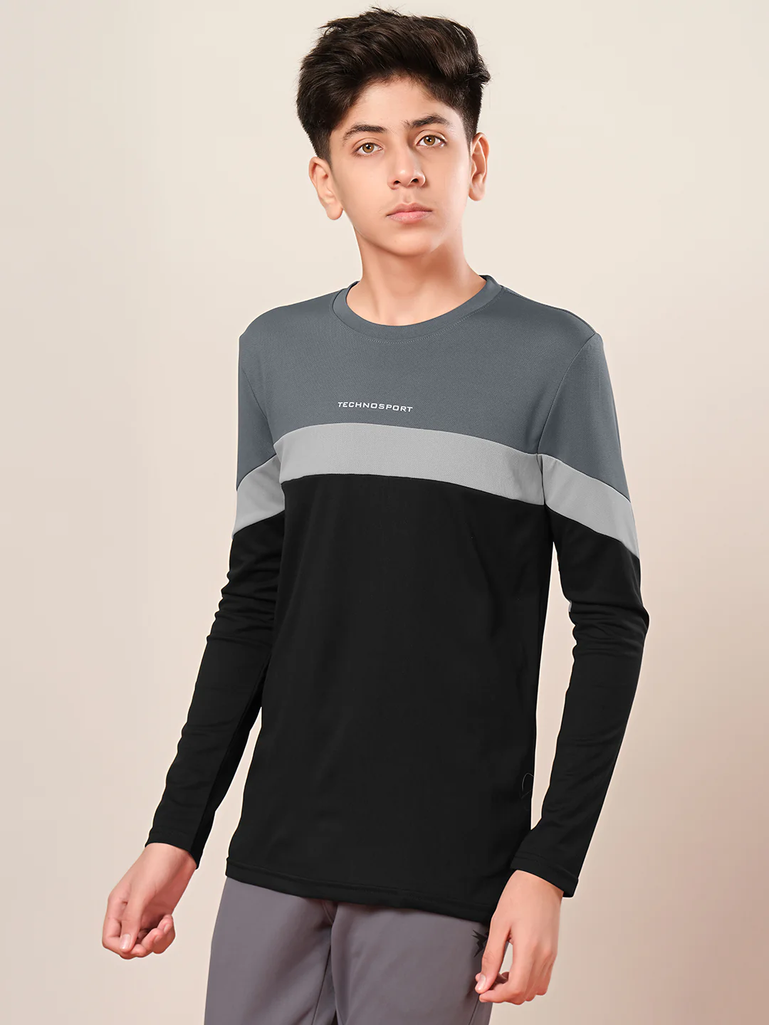 Boys Colorblock Slim Fit Round Neck Sports T-shirt with TECHNO DRY - Image 4