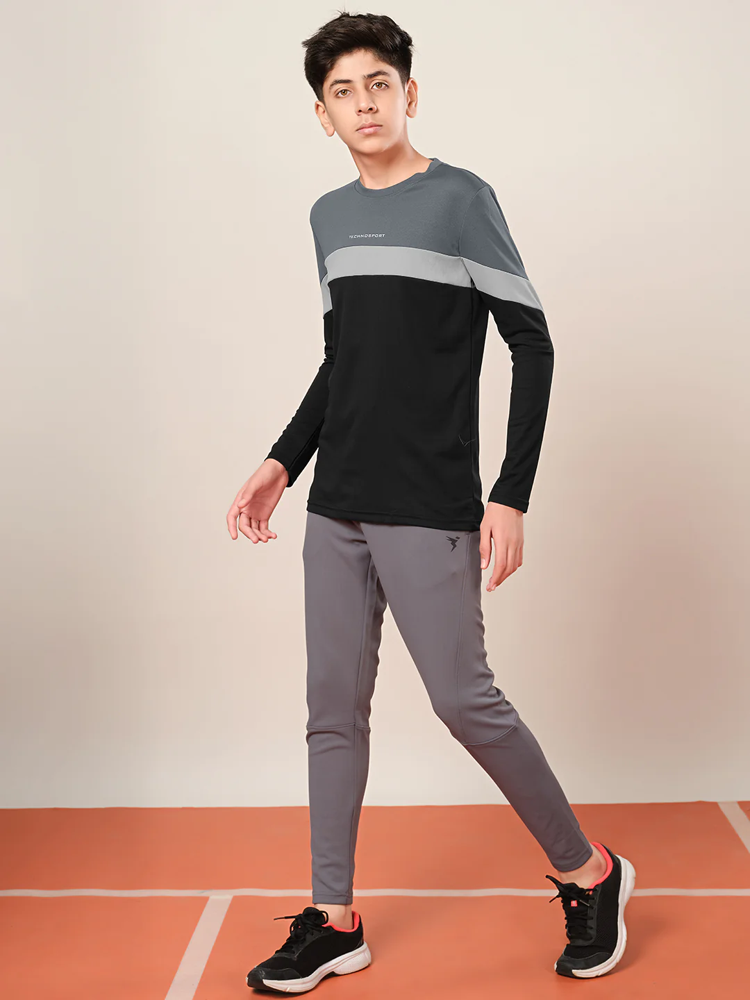 Boys Colorblock Slim Fit Round Neck Sports T-shirt with TECHNO DRY - Image 5