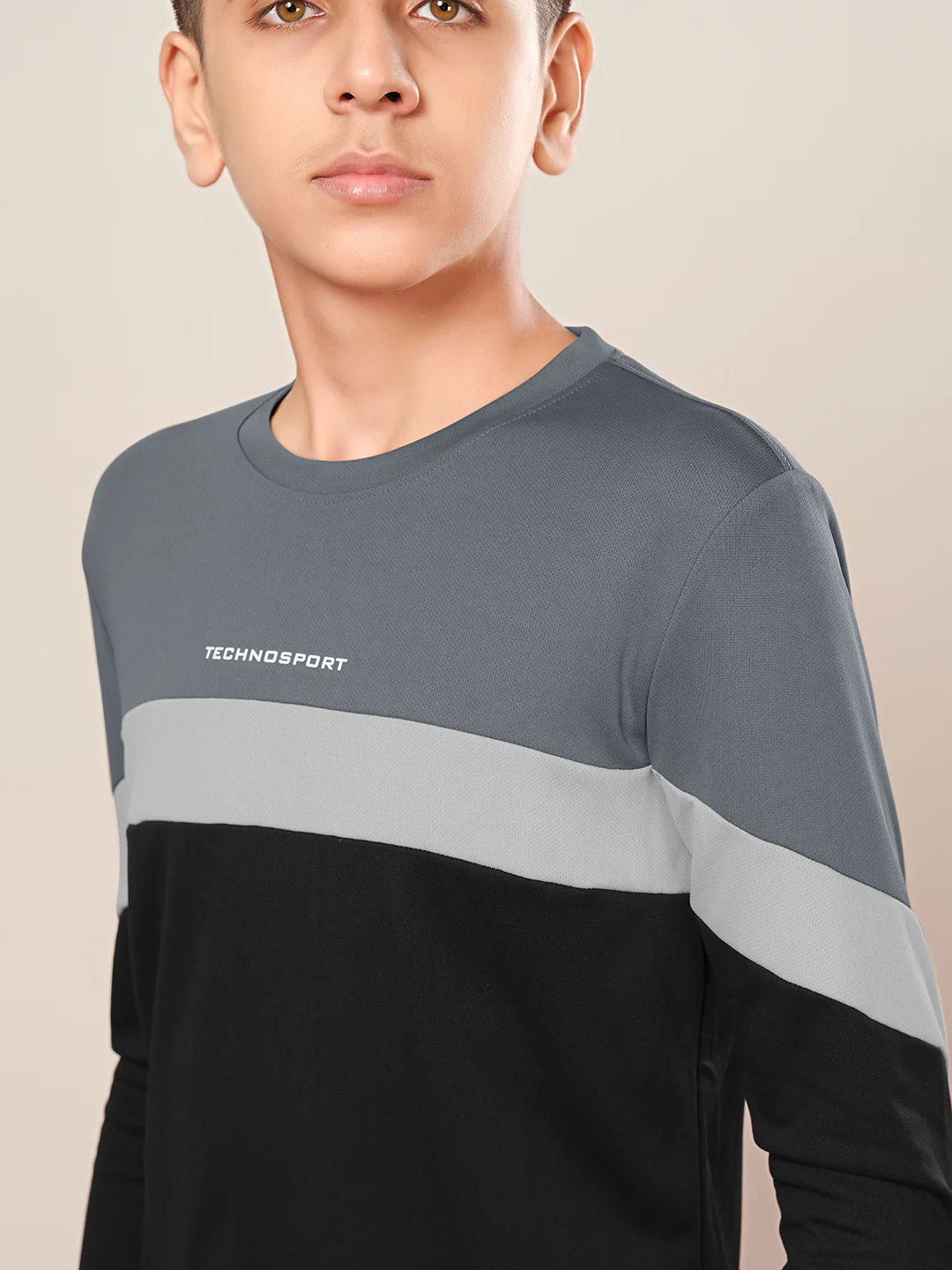 Boys Colorblock Slim Fit Round Neck Sports T-shirt with TECHNO DRY - Image 6