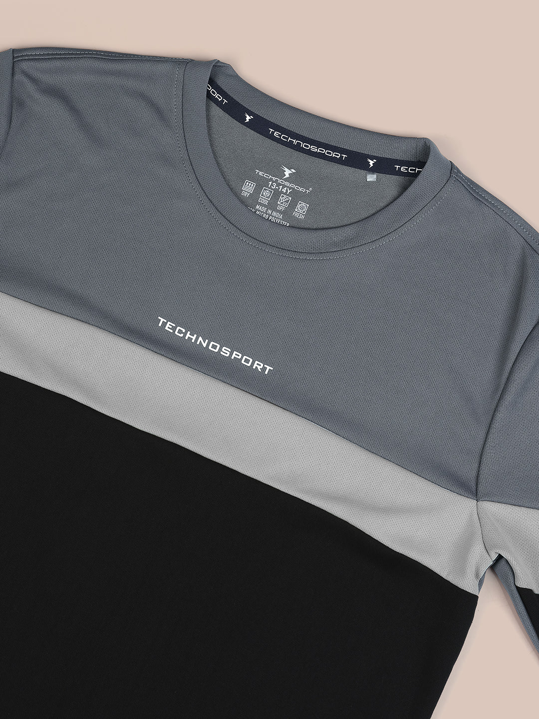 Boys Colorblock Slim Fit Round Neck Sports T-shirt with TECHNO DRY - Image 7